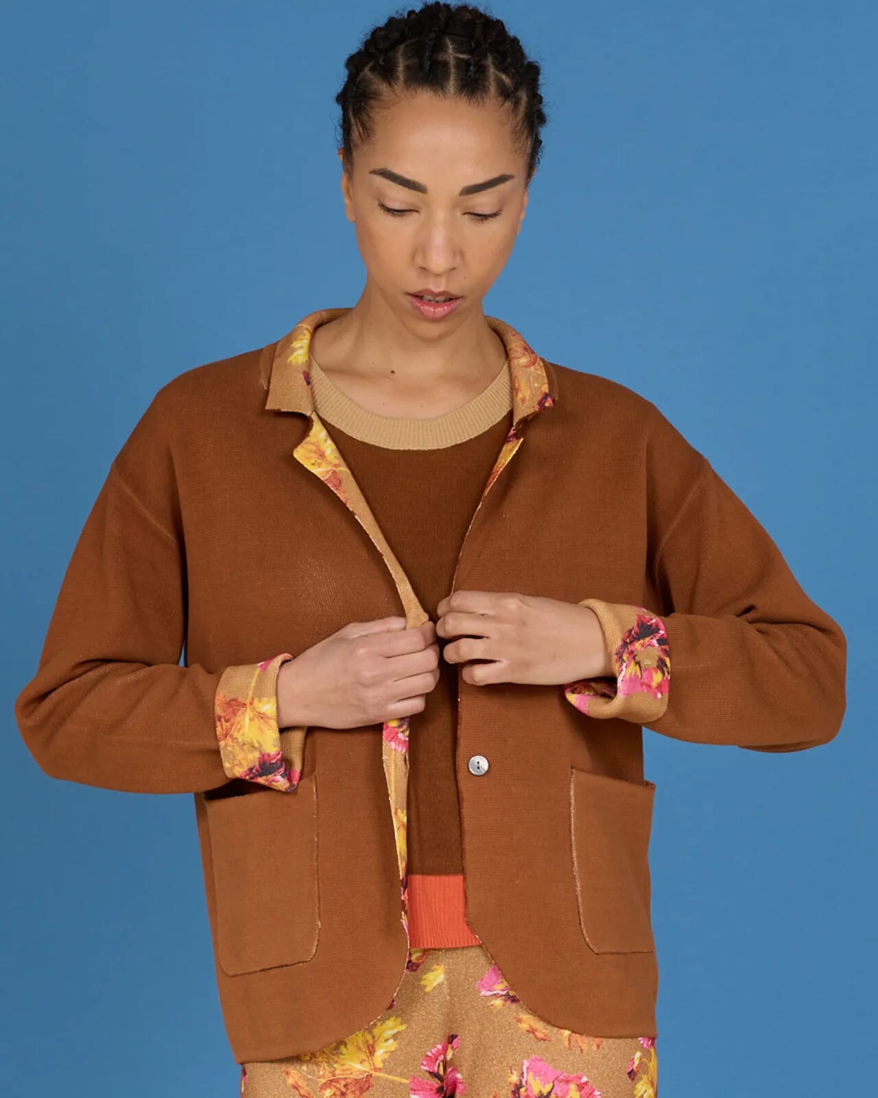 FLORAL PRINT JACKET WITH POCKETS COL.338