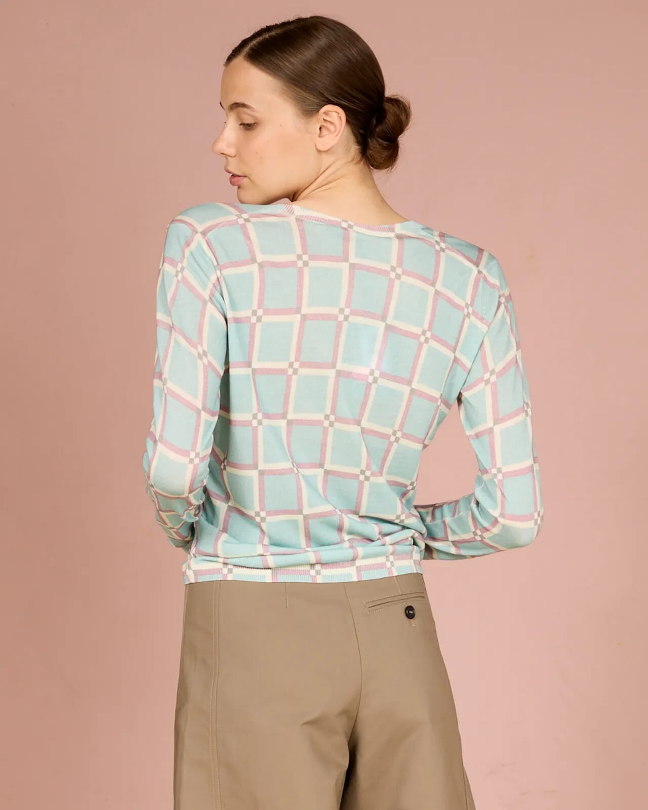 GEOMETRIC PRINT V NECK JUMPER COL. 475
