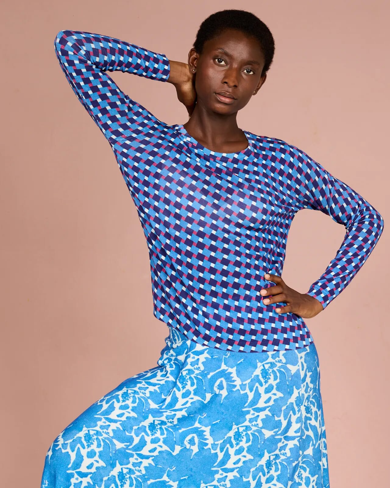 GEOMETRIC PRINT CREWNECK JUMPER COL. 446