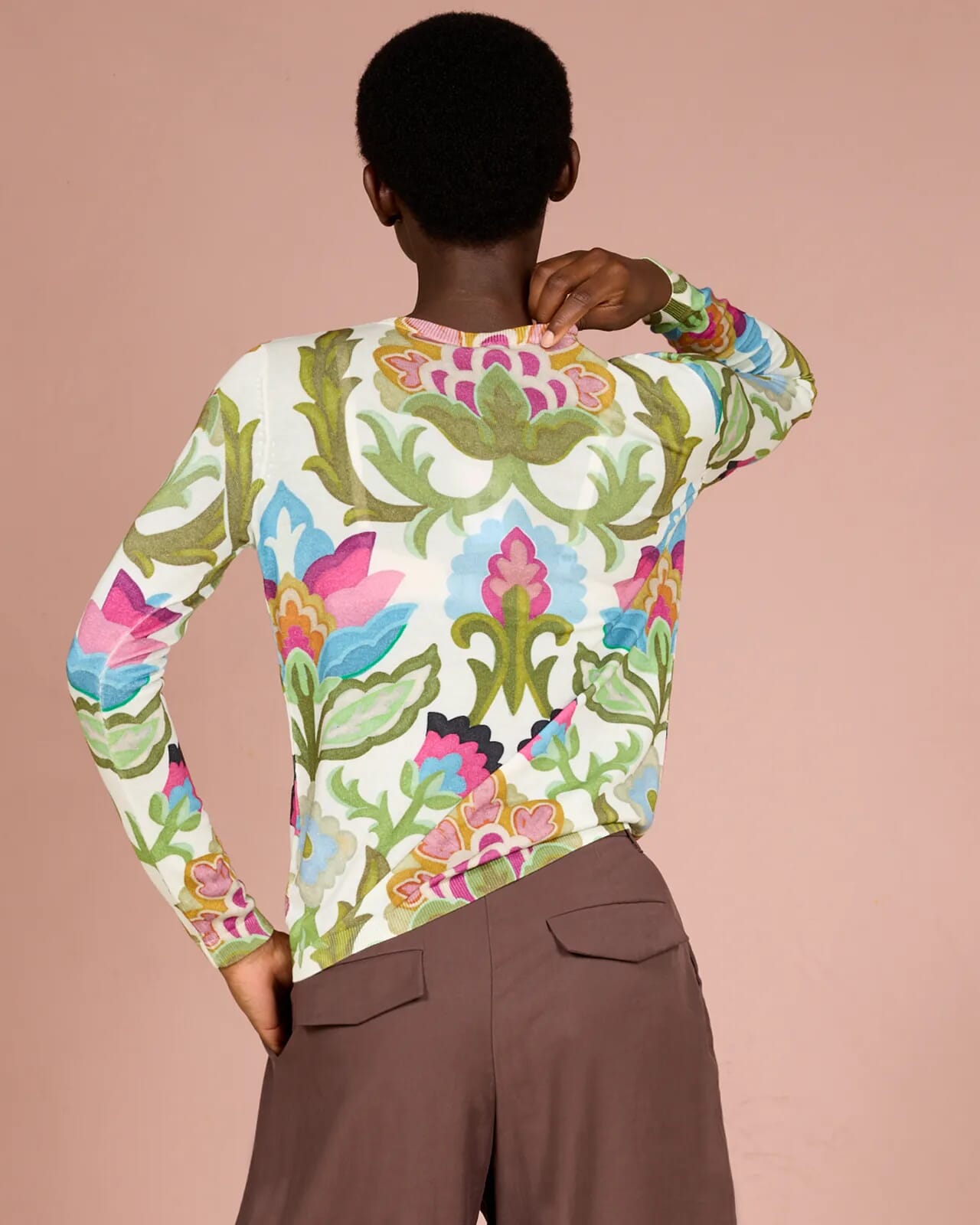FLORAL PRINT CREWNECK JUMPER COL. 470