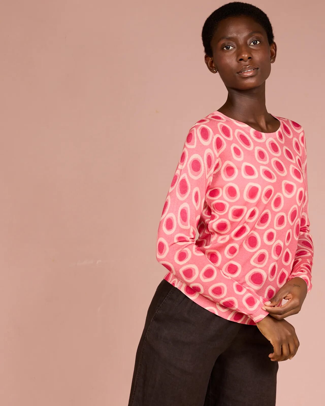 GEOMETRIC PRINT CREWNECK JUMPER COL. 487