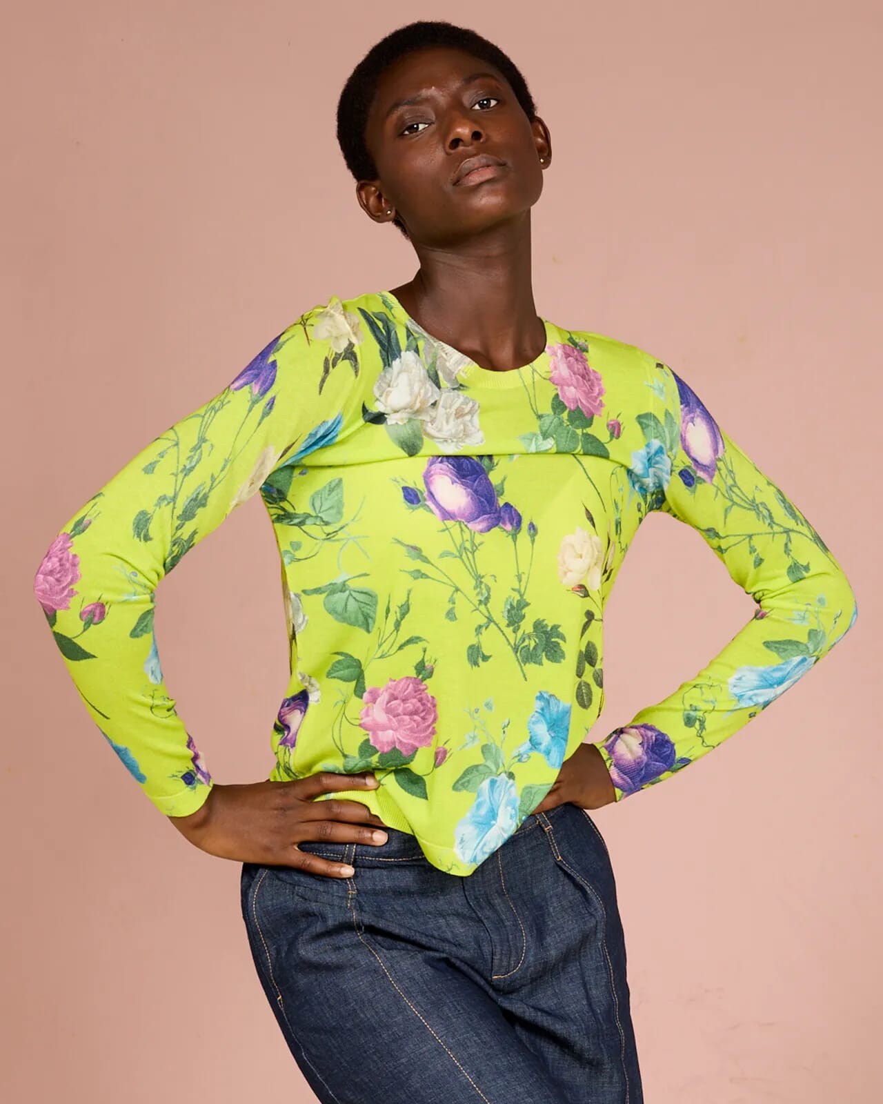 FLORAL PRINT CREWNECK JUMPER COL. 510