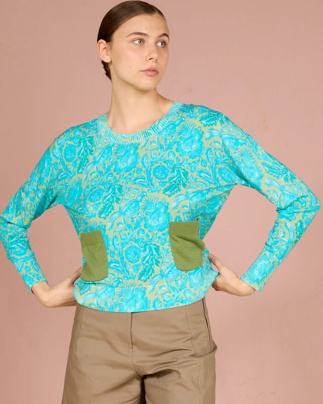 FLORAL PRINT JUMPER WITH POCKETS COL.451