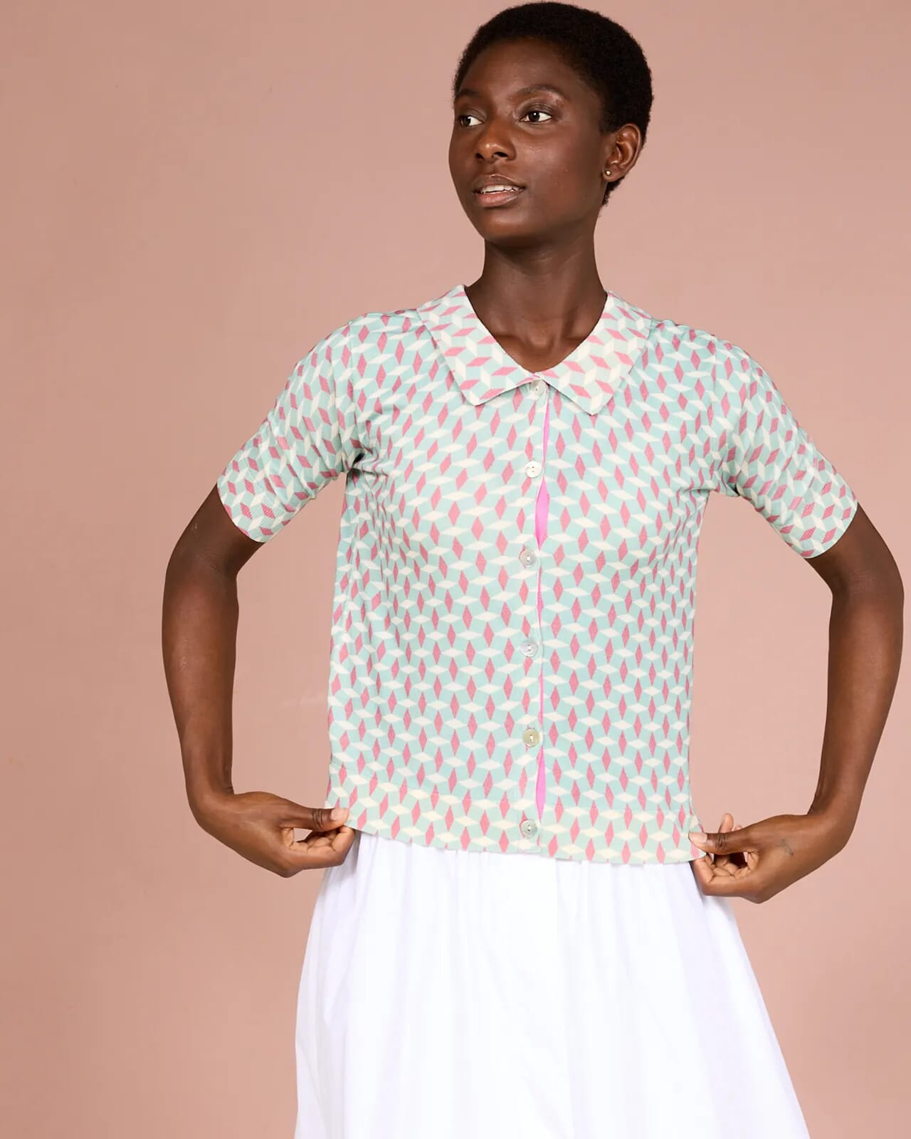 GEOMETRIC PRINT DUPLEX POLO COL.474