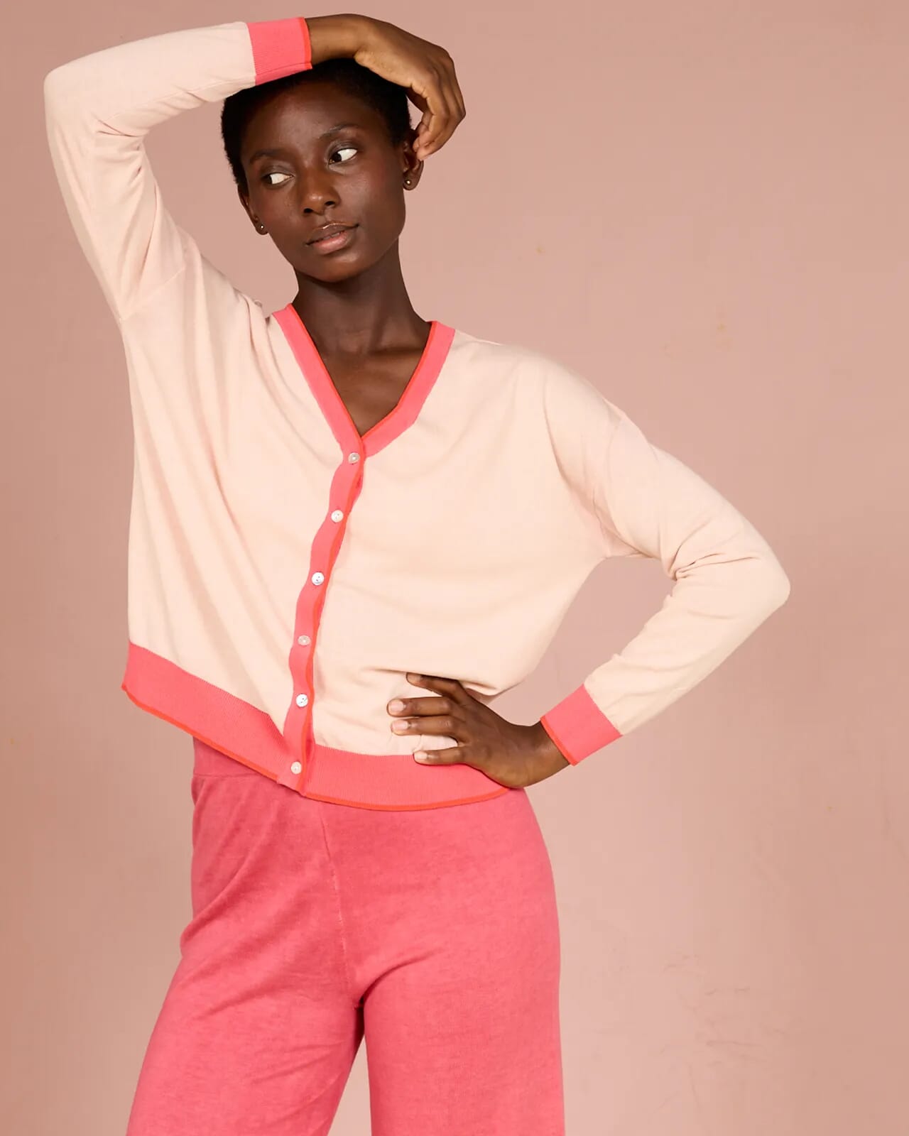 SOLID COLOR PRINT BATWING SLEEVES CARDIGAN COL.025