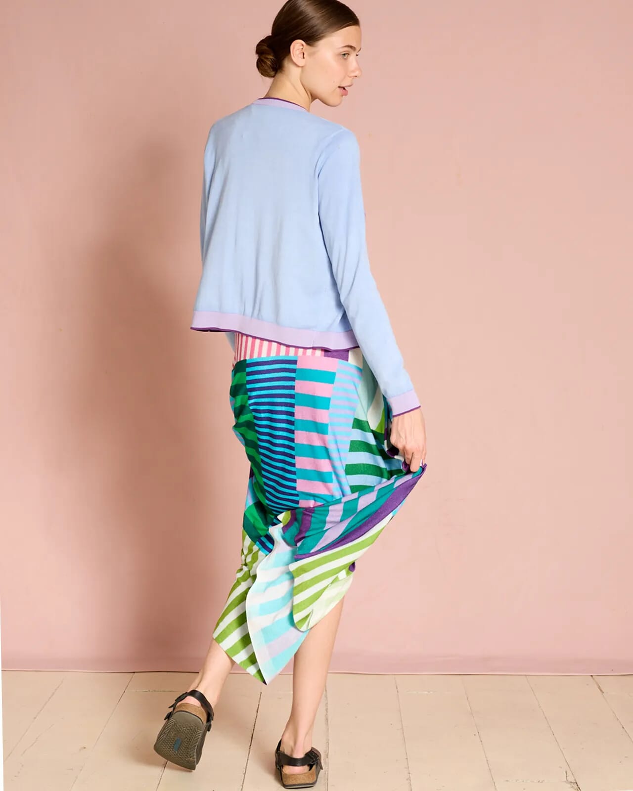 GEOMETRIC PRINT LONG WIDE SKIRT COL.405