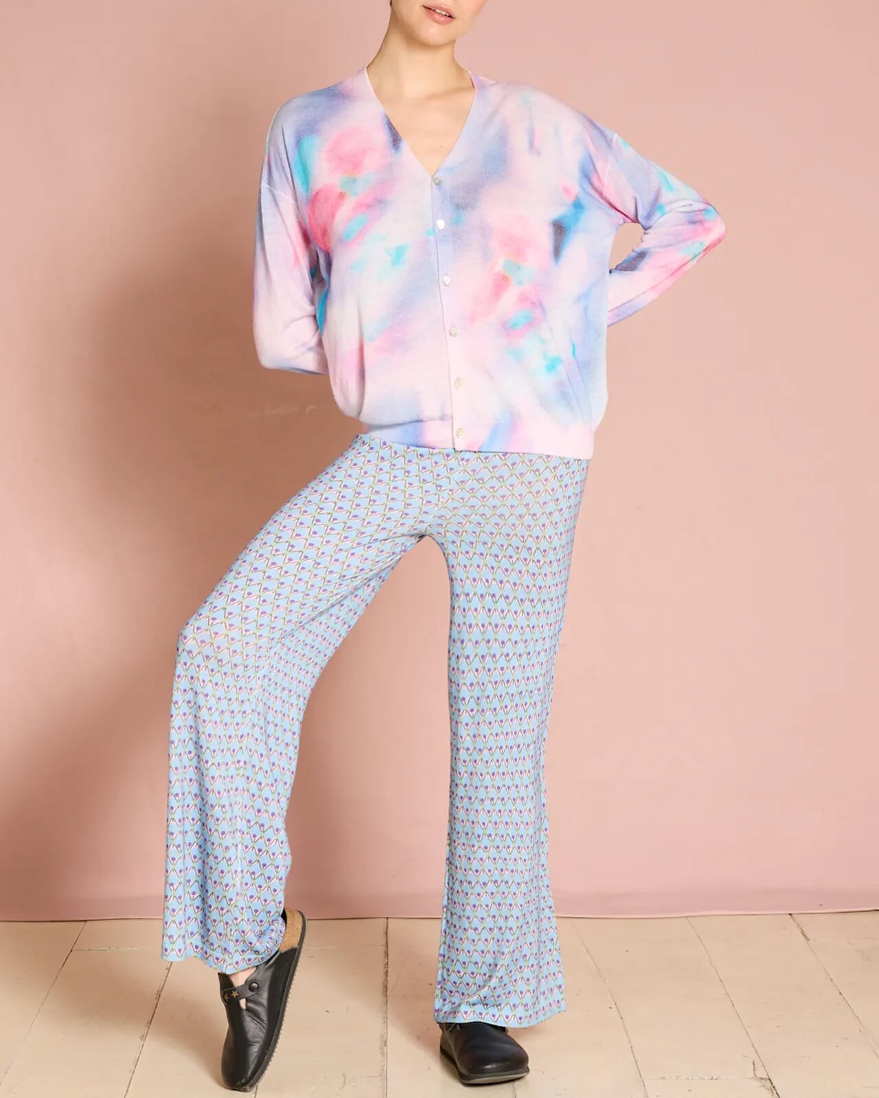 GEOMETRIC PRINT LONG TROUSERS COL.400