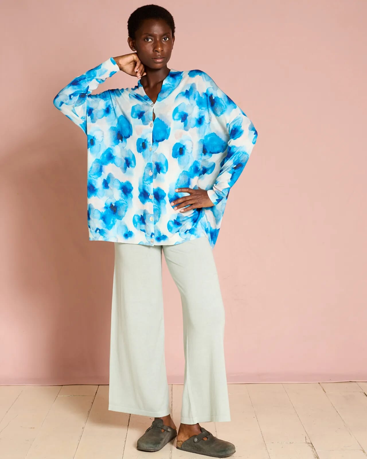 SOLID COLOUR PRINT LONG TROUSERS COL.001