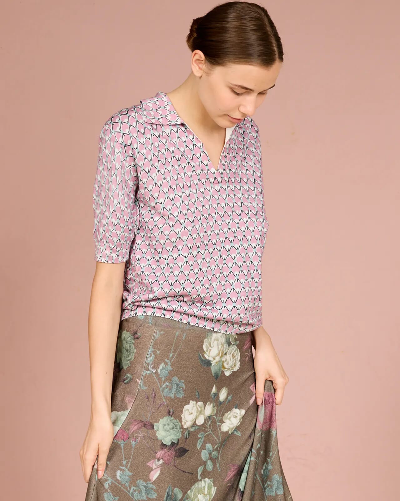 GEOMETRIC PRINT POLO COL.476