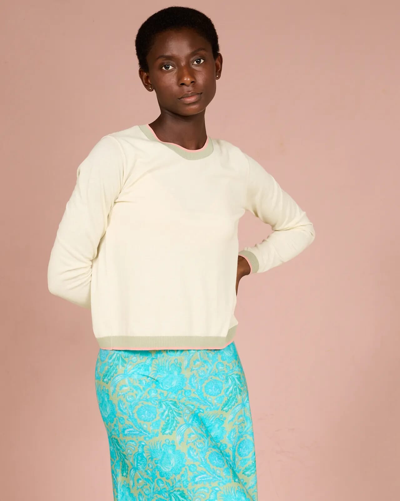 SOLID COLOR PRINT CREWNECK JUMPER COL.003