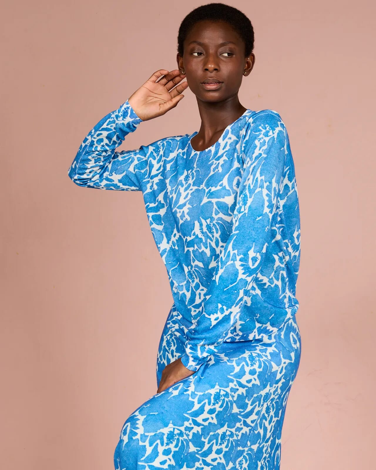 FLORAL PRINT CREWNECK JUMPER COL.447