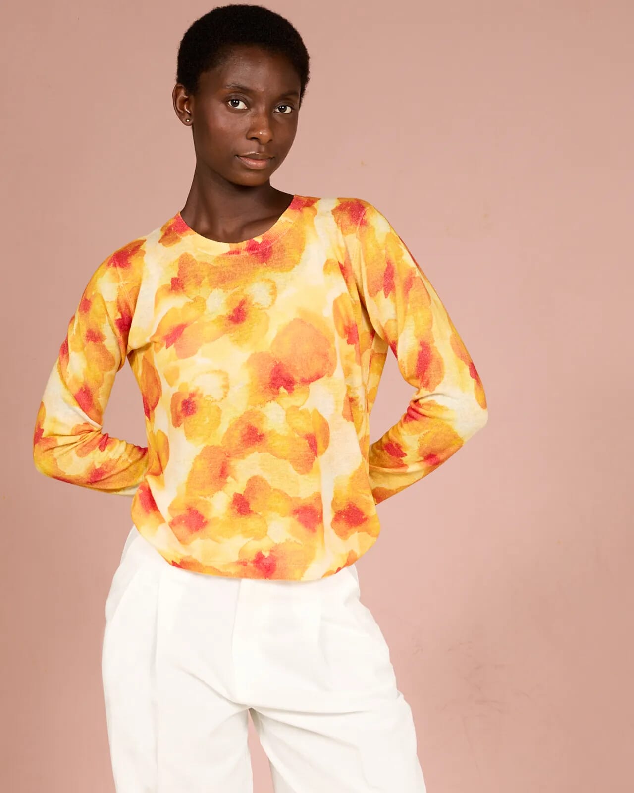 FLORAL PRINT CREWNECK JUMPER COL.496