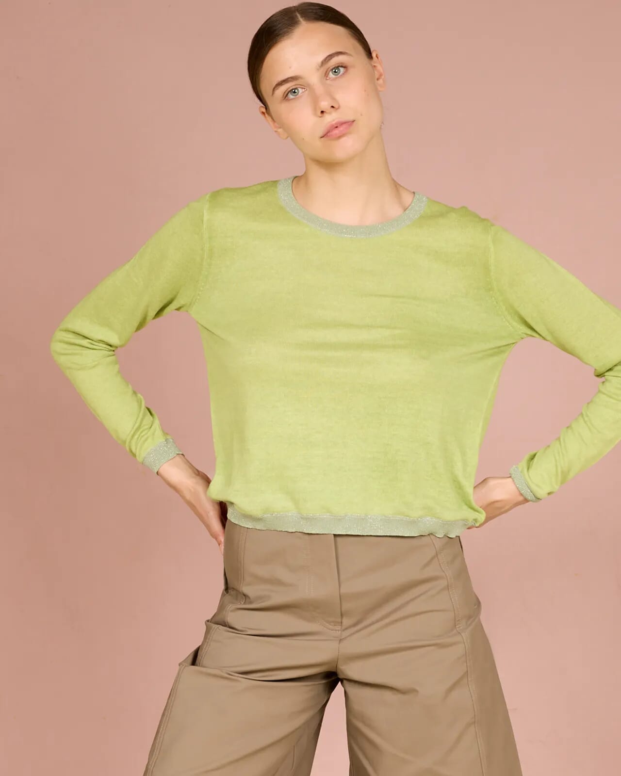 SOLID COLOR PRINT CREWNECK JUMPER COL.009