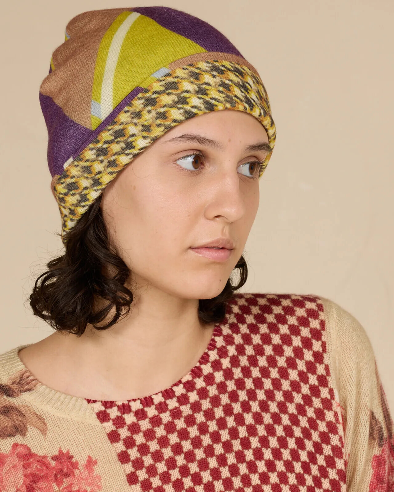 MULTI PRINT REVERSIBLE BEANIE COL.015