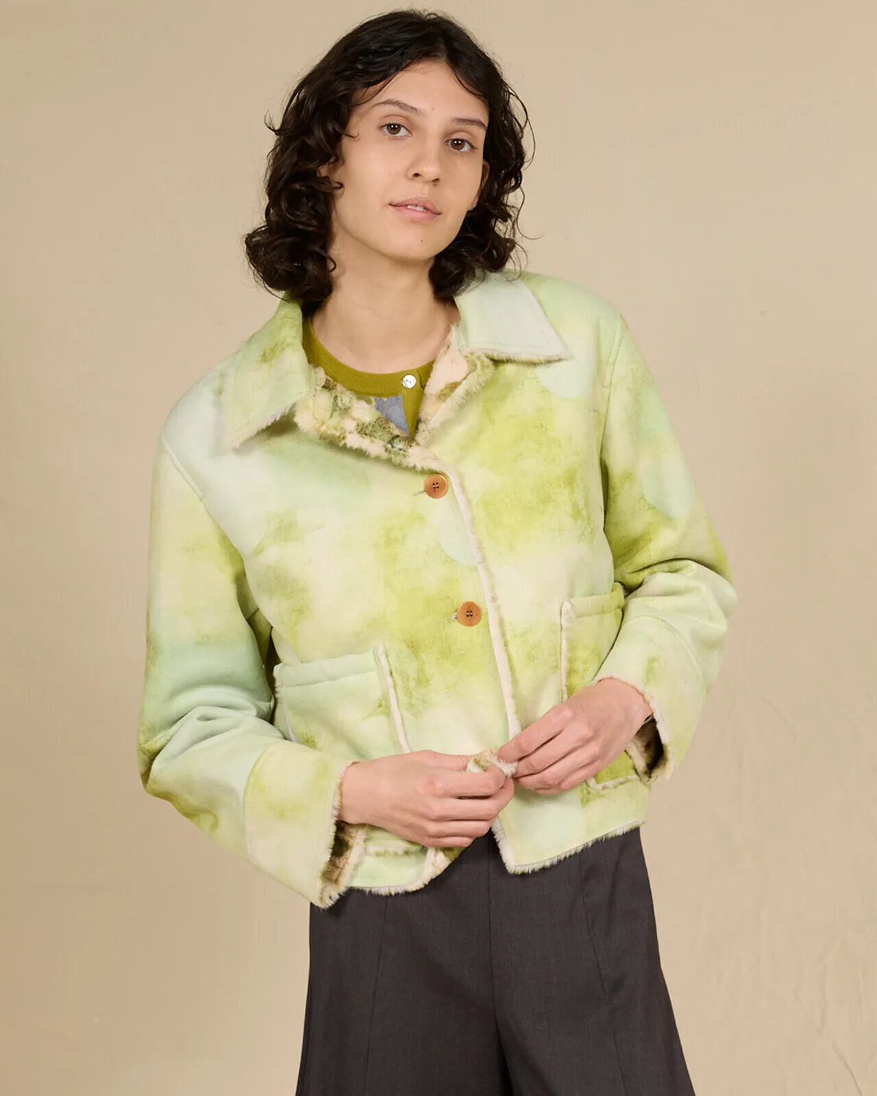 ABSTRACT PRINT AVIATOR JACKET WITH POCKETS COL.003