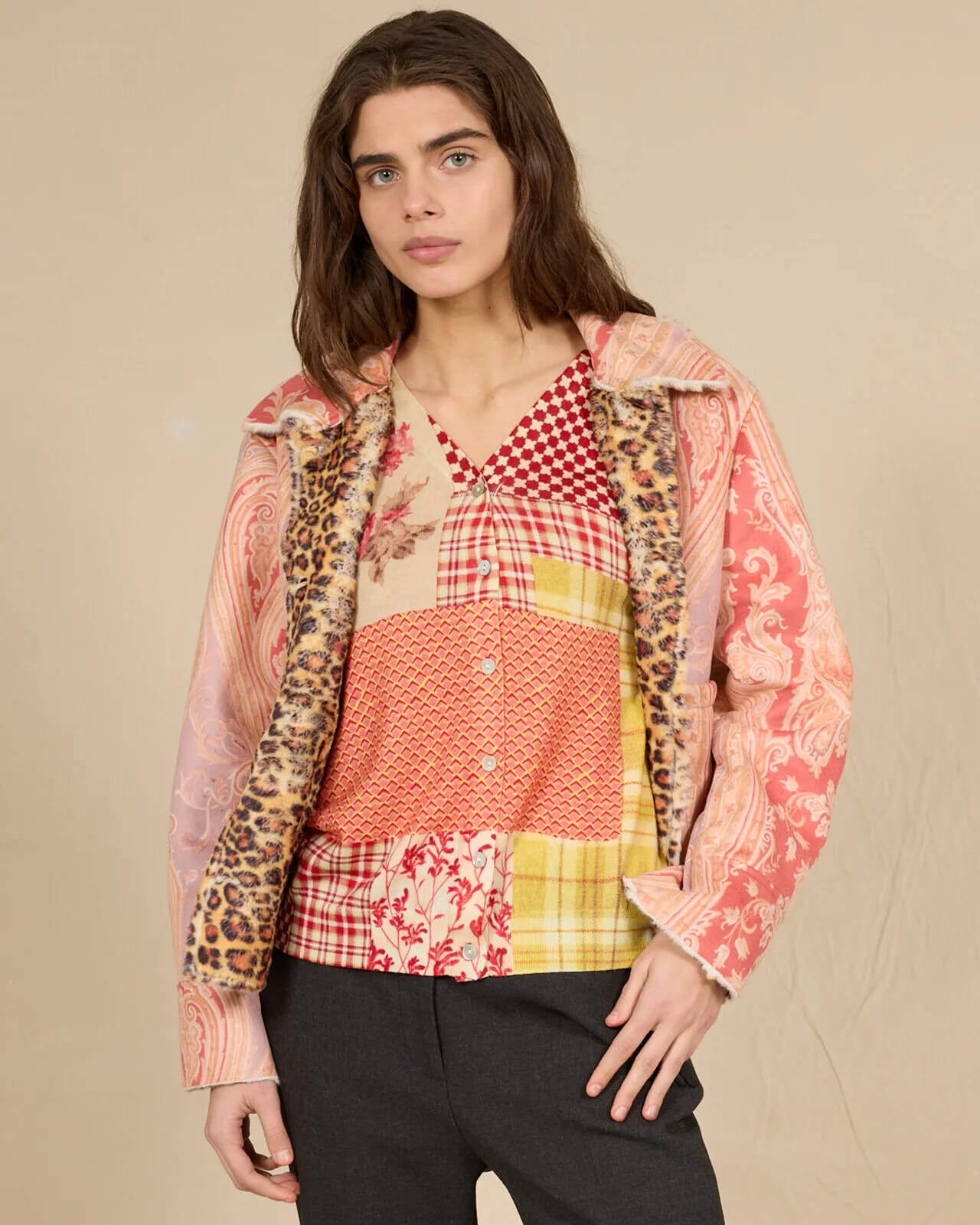 PAISLEY PRINT AVIATOR JACKET WITH POCKETS COL.002