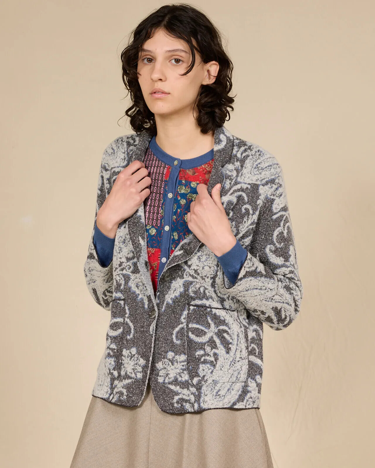 FLORAL PRINT JACKET WITH POCKETS COL.004
