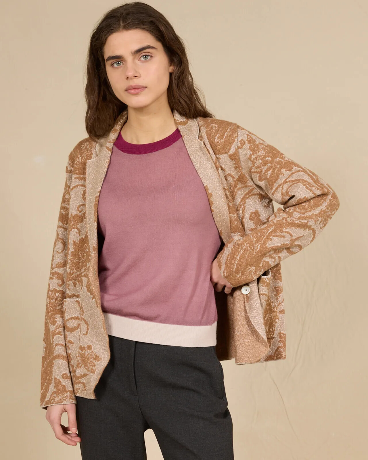 FLORAL PRINT JACKET WITH POCKETS COL.001