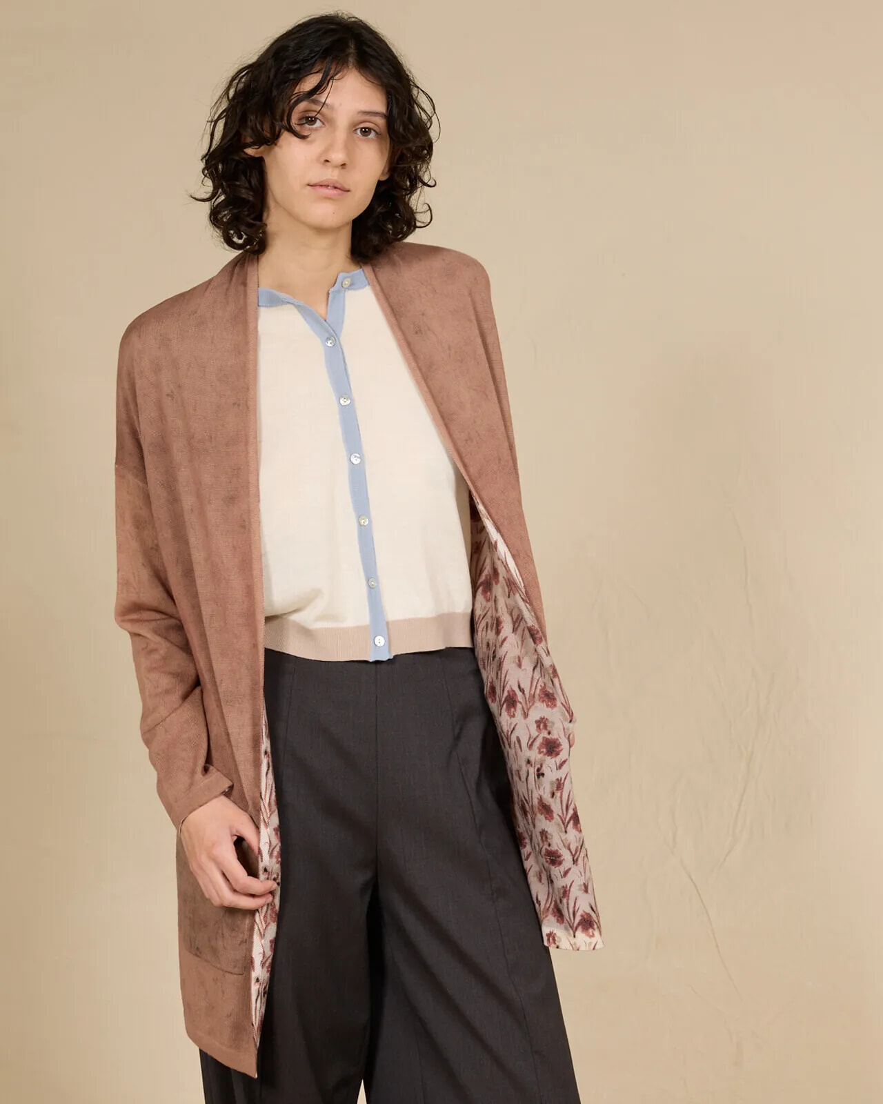 FLORAL PRINT LONG CARDIGAN COL.268