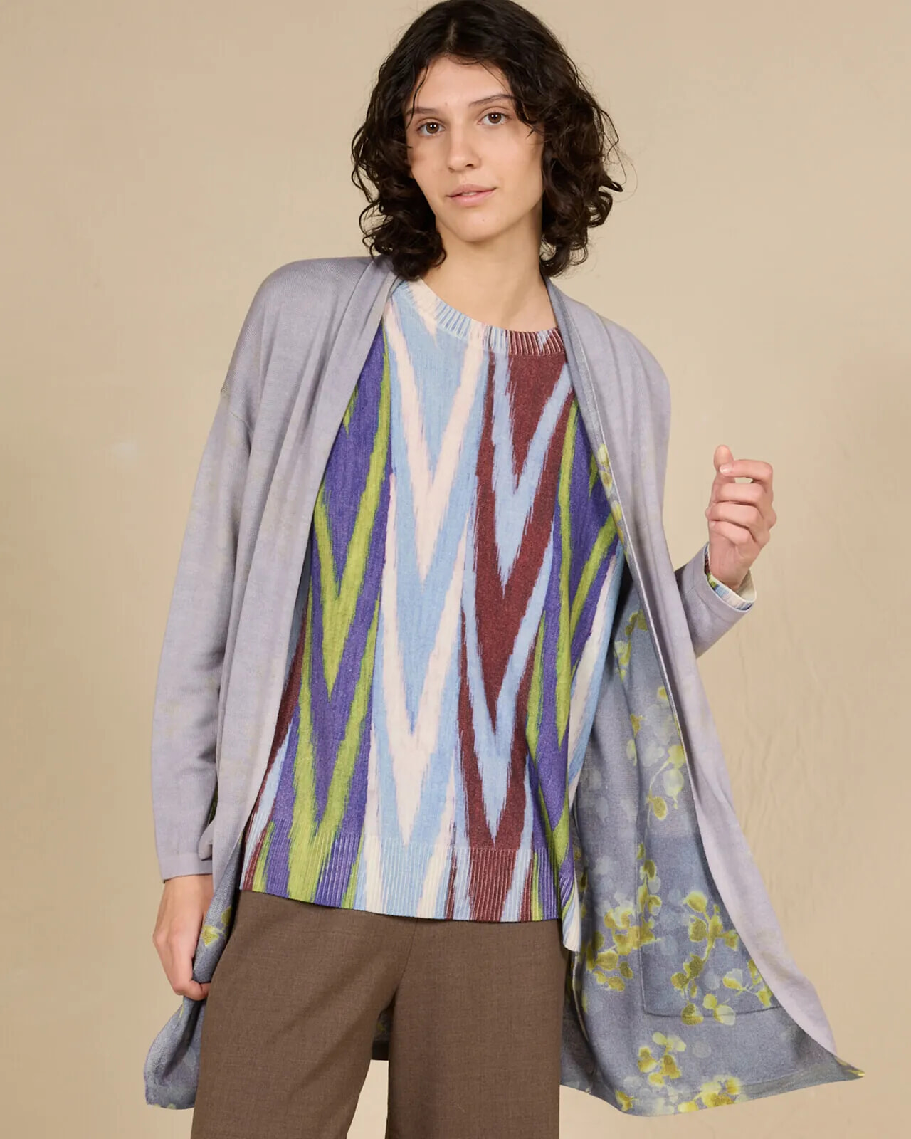 FLORAL PRINT LONG CARDIGAN COL.207