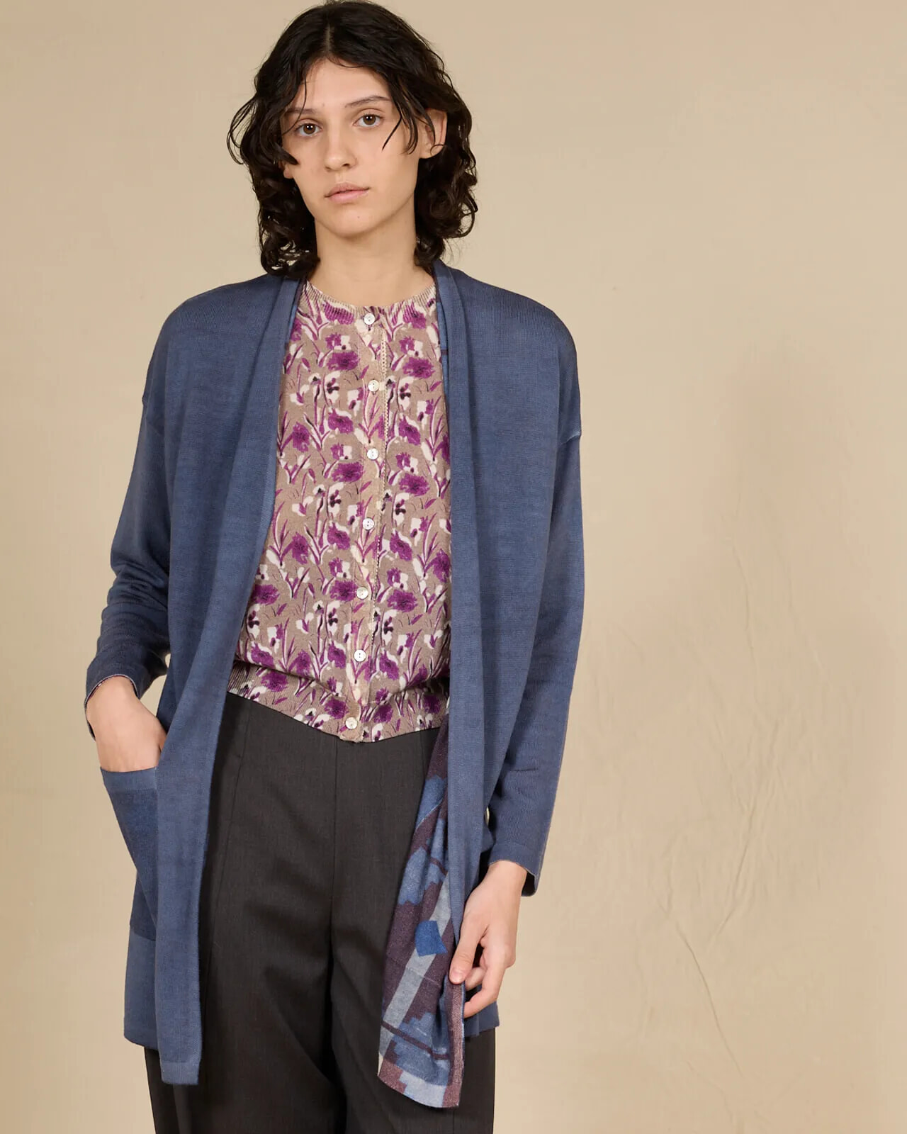 GEOMETRIC PRINT LONG CARDIGAN COL.128
