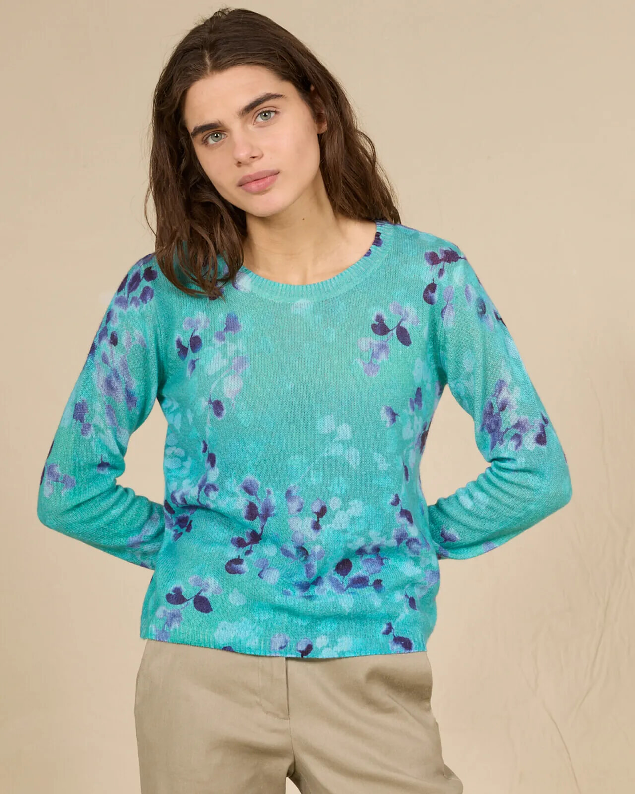 FLORAL PRINT CREWNECK JUMPER COL.206