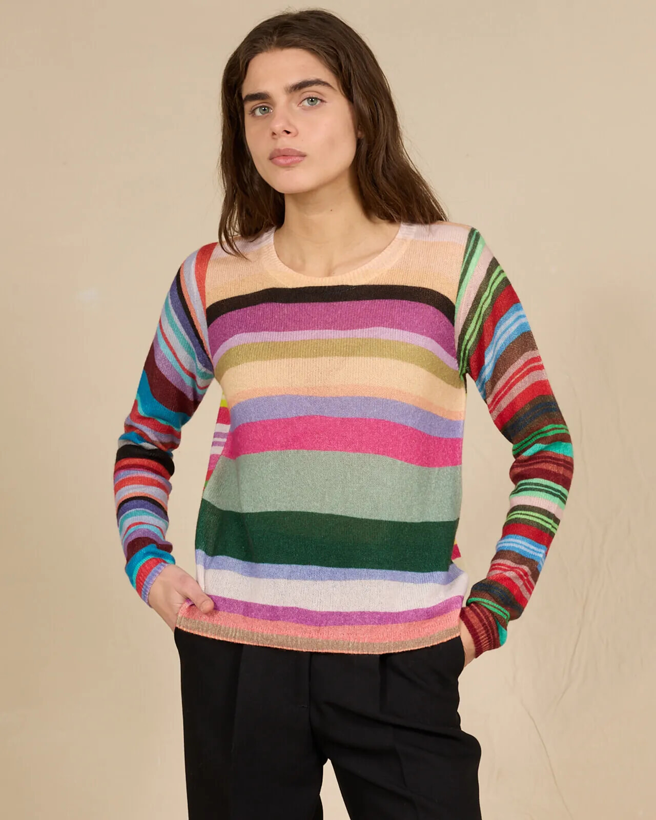 GEOMETRIC PRINT CREWNECK JUMPER COL.154