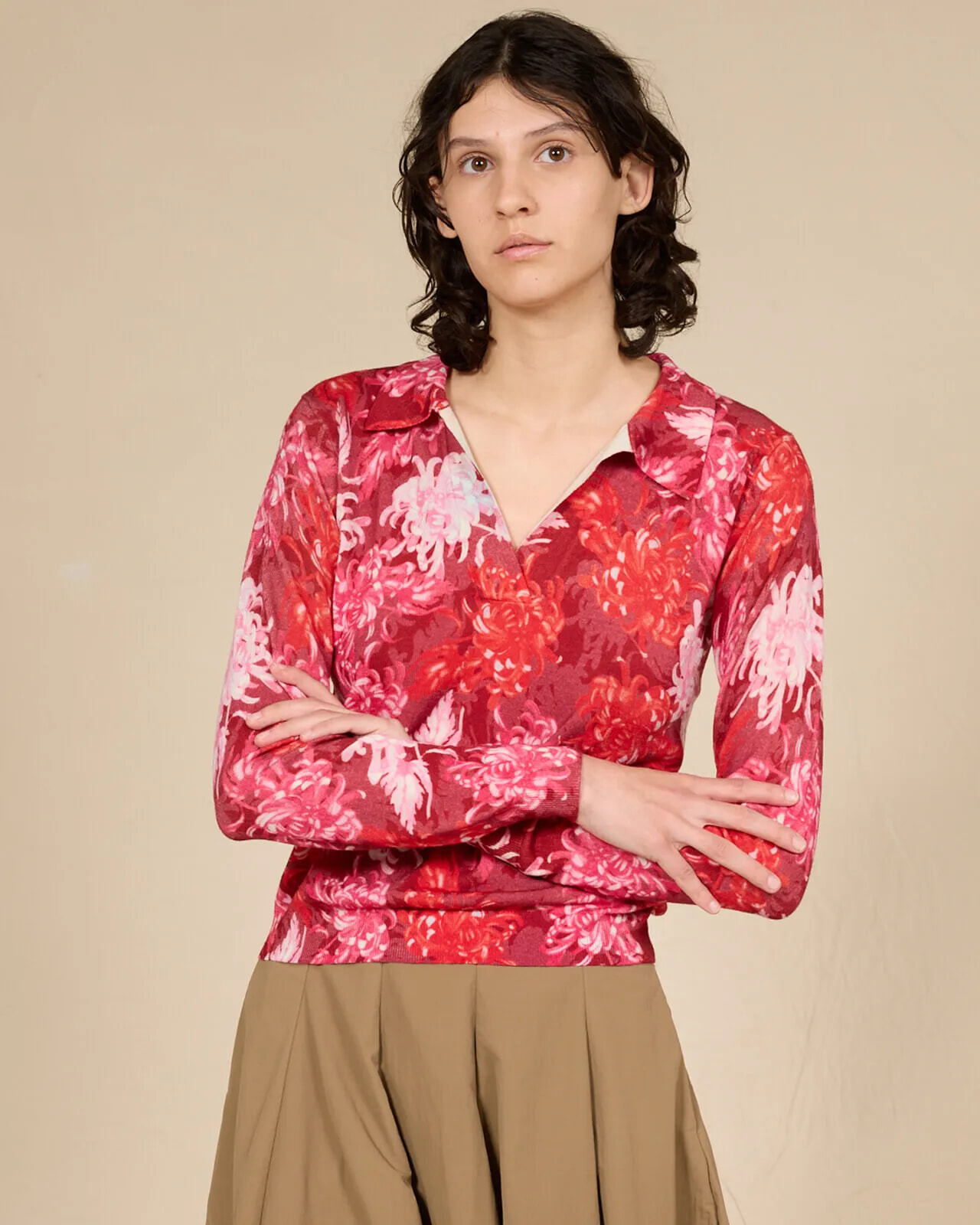 FLORAL PRINT POLO COL.266