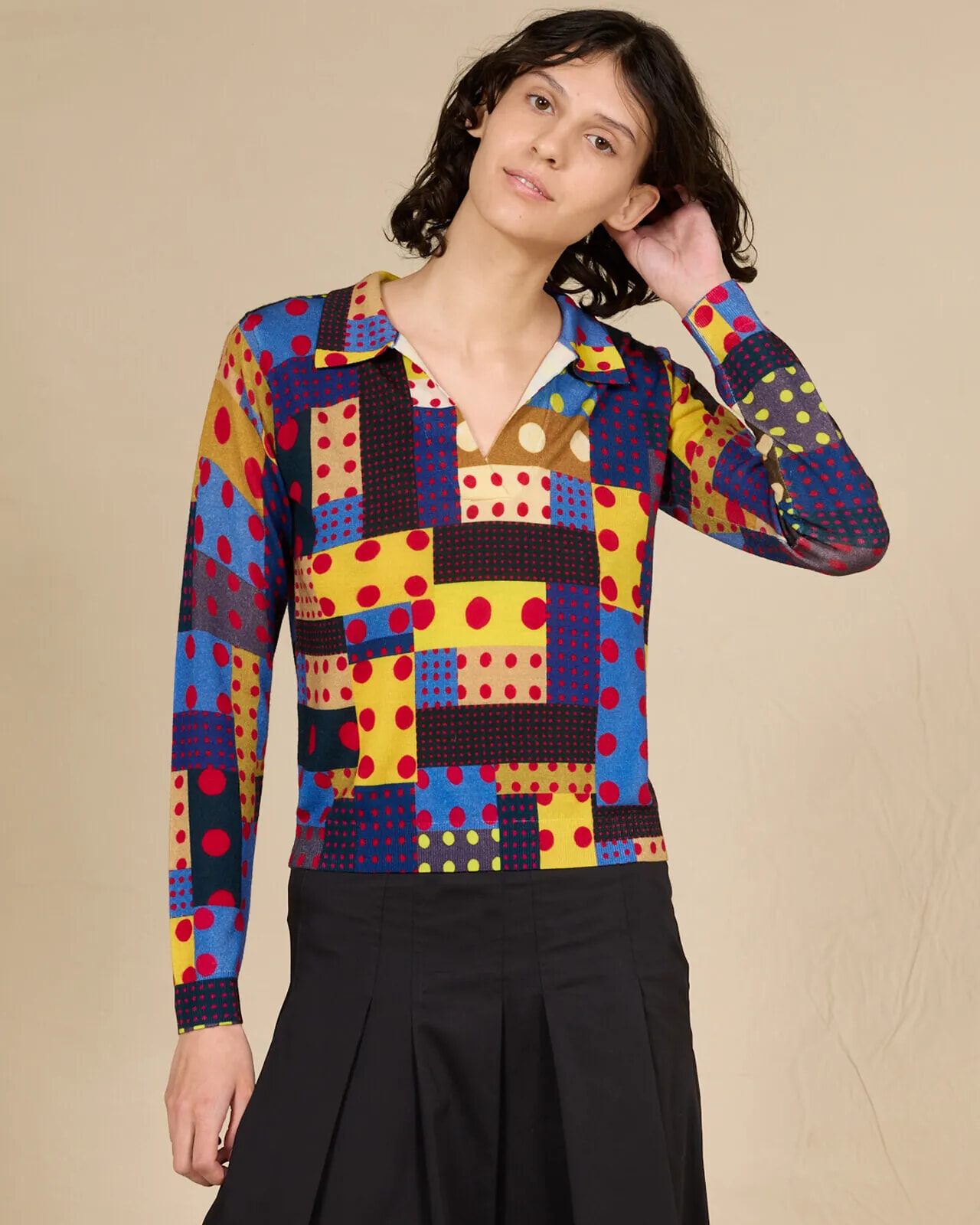 GEOMETRIC PRINT POLO COL.186