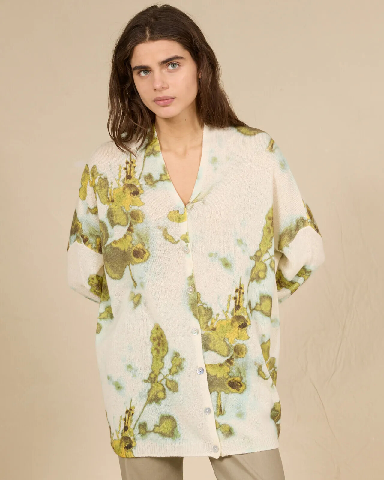FLORAL PRINT LOOSE-FIT CARDIGAN COL.270