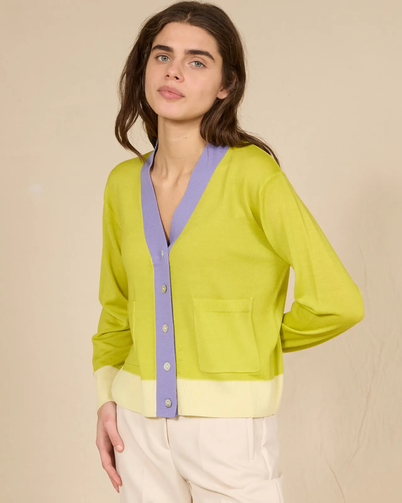 SOLID COLOUR CARDIGAN JACKET COL. 027
