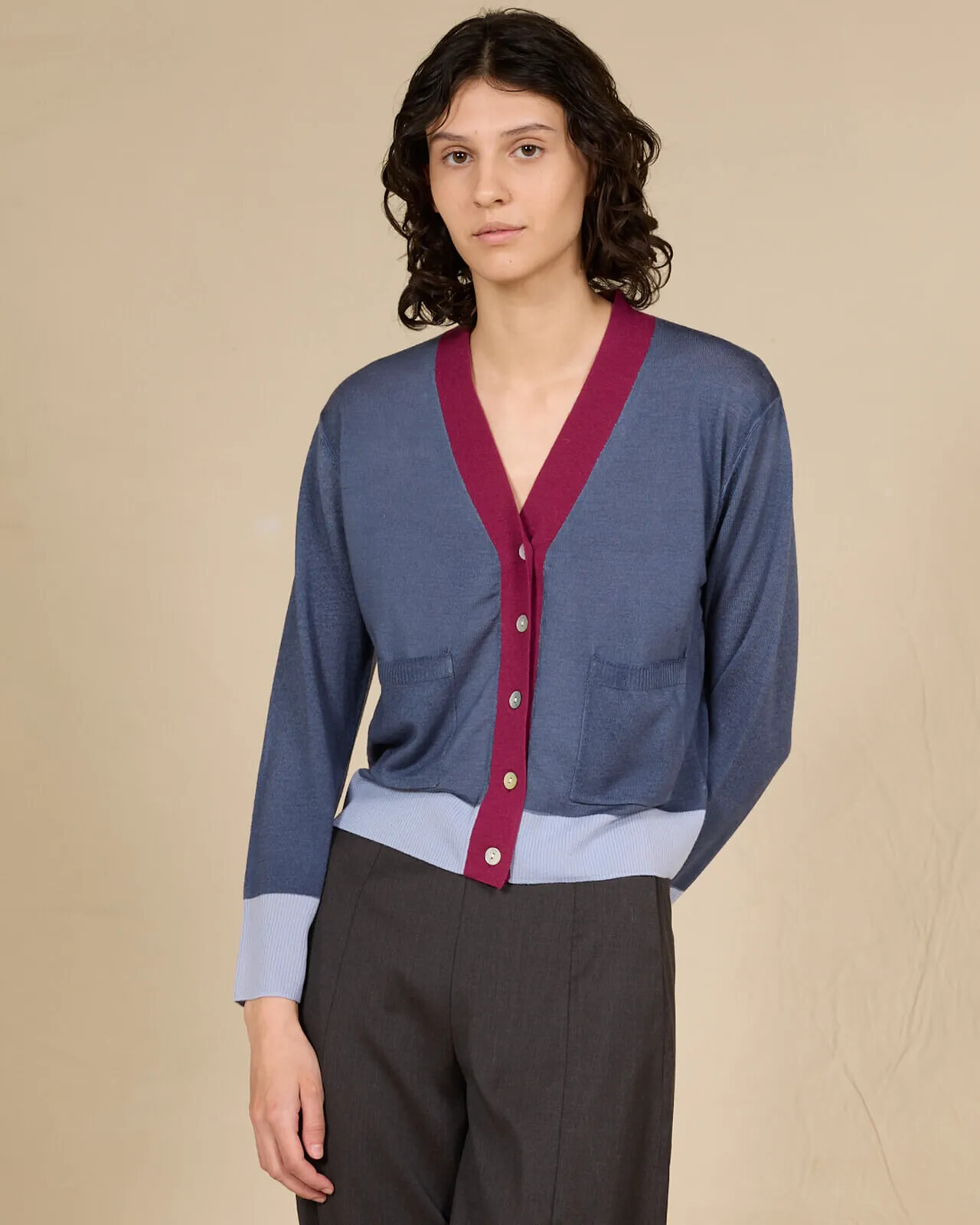 SOLID COLOUR CARDIGAN JACKET COL. 023