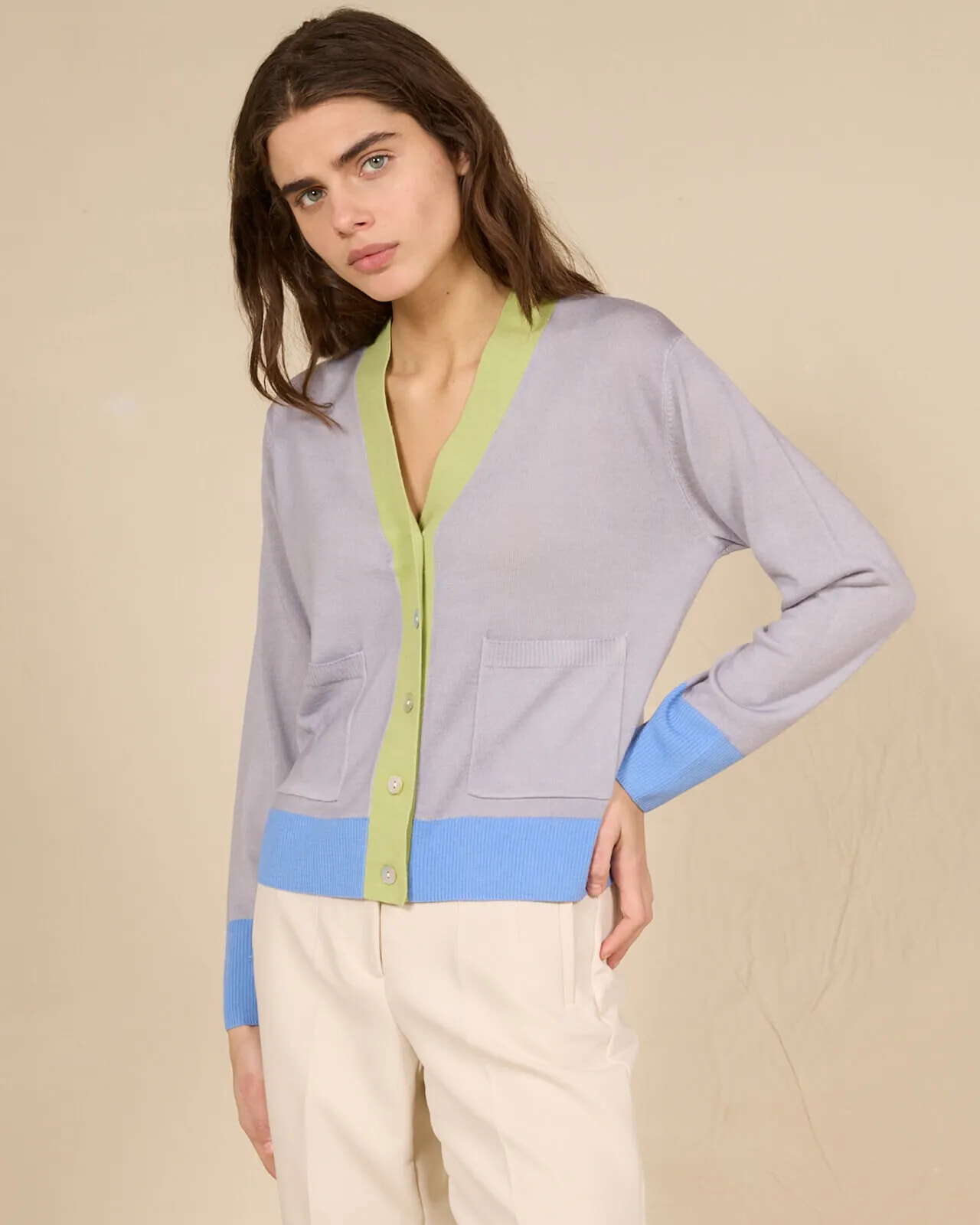 SOLID COLOUR CARDIGAN JACKET COL. 020