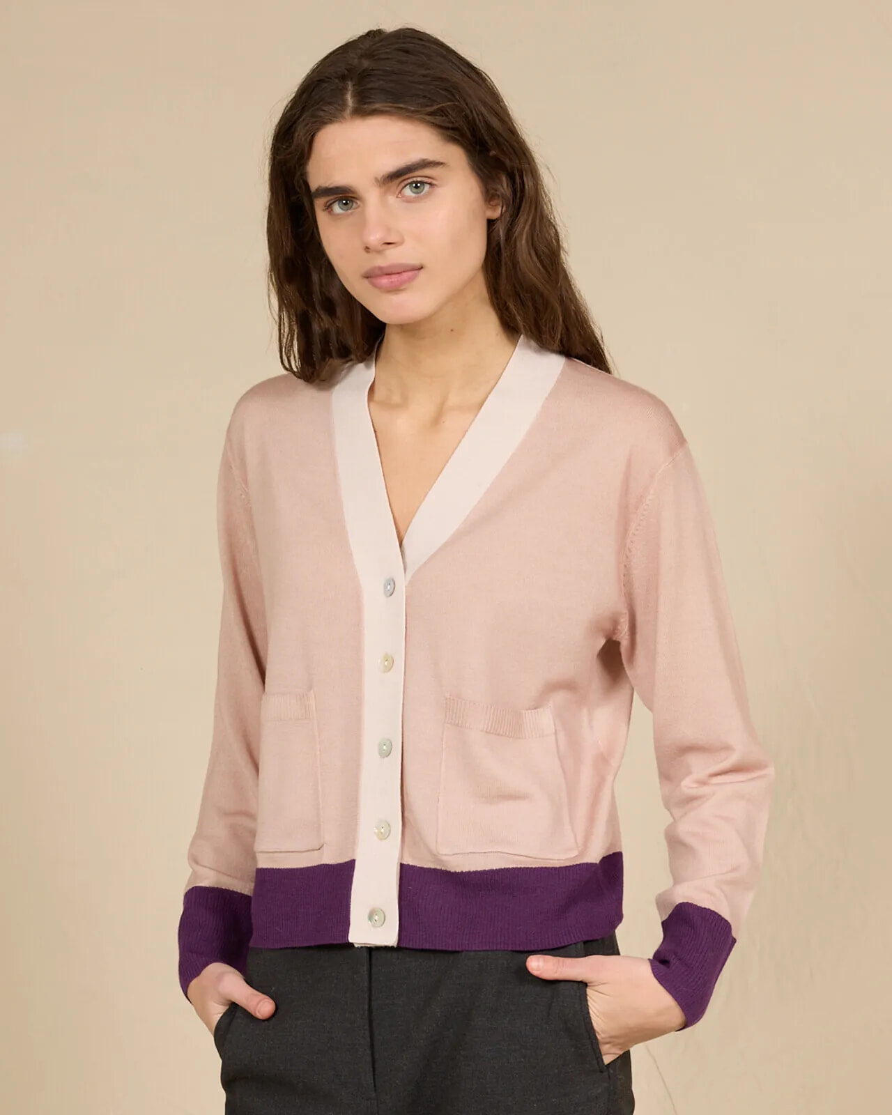 SOLID COLOUR CARDIGAN JACKET COL. 019