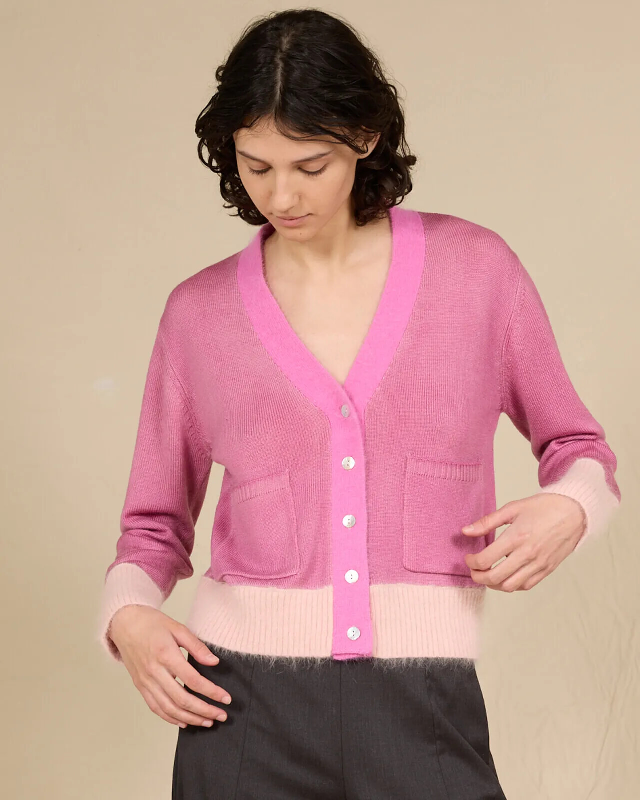 SOLID COLOUR CARDIGAN JACKET COL. 013