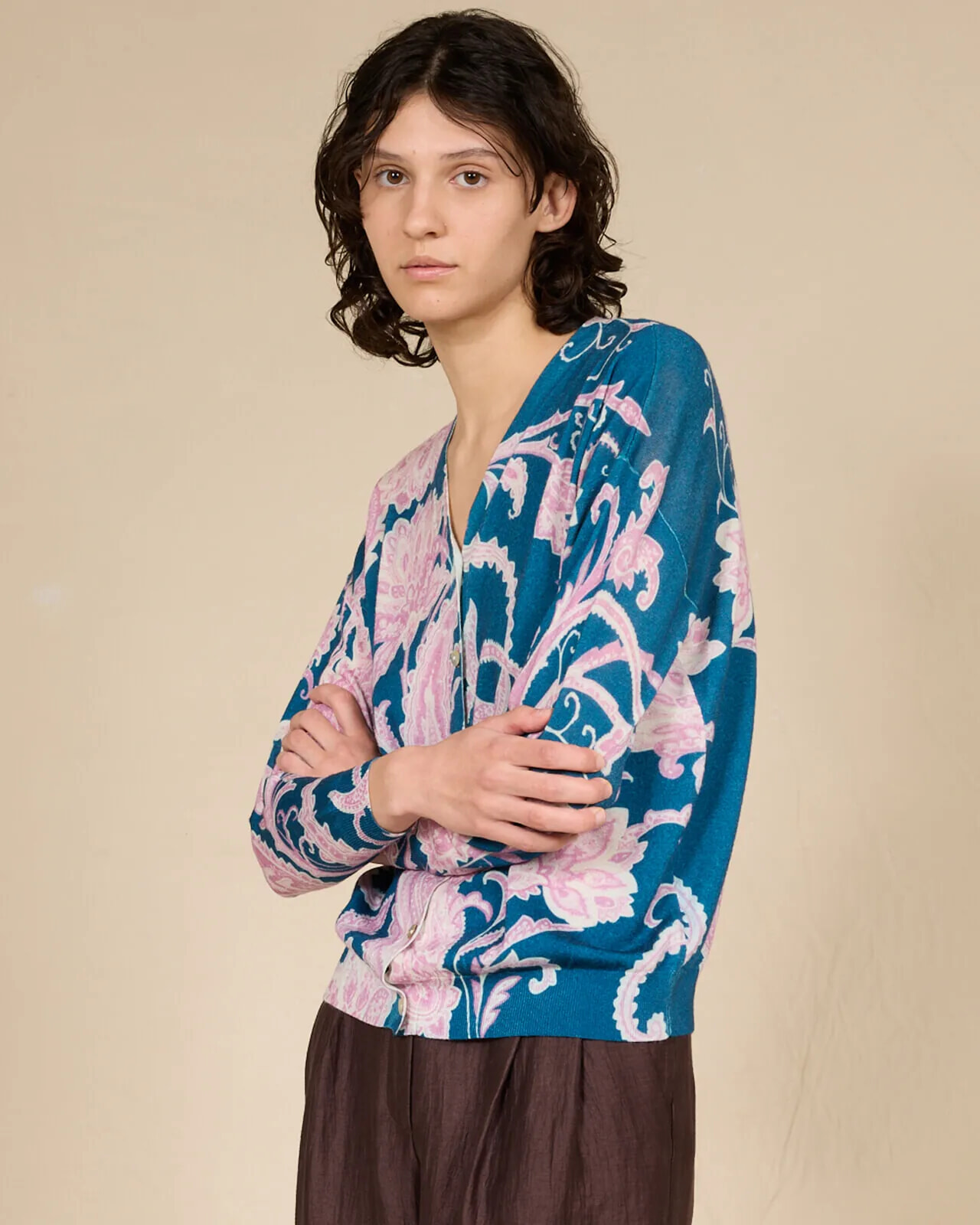 FLORAL PRINT V NECK CARDIGAN COL.116