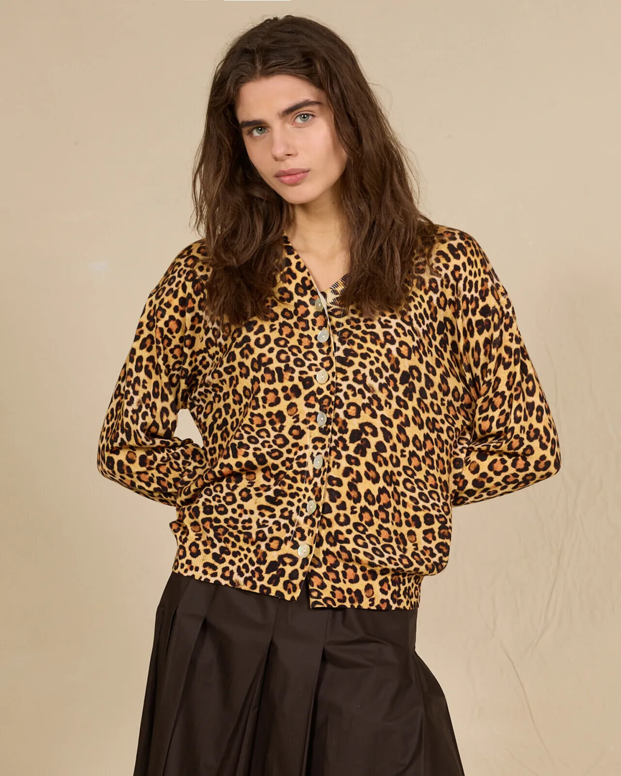 ANIMALIER PRINT ASYMMETRIC CARDIGAN COL.261