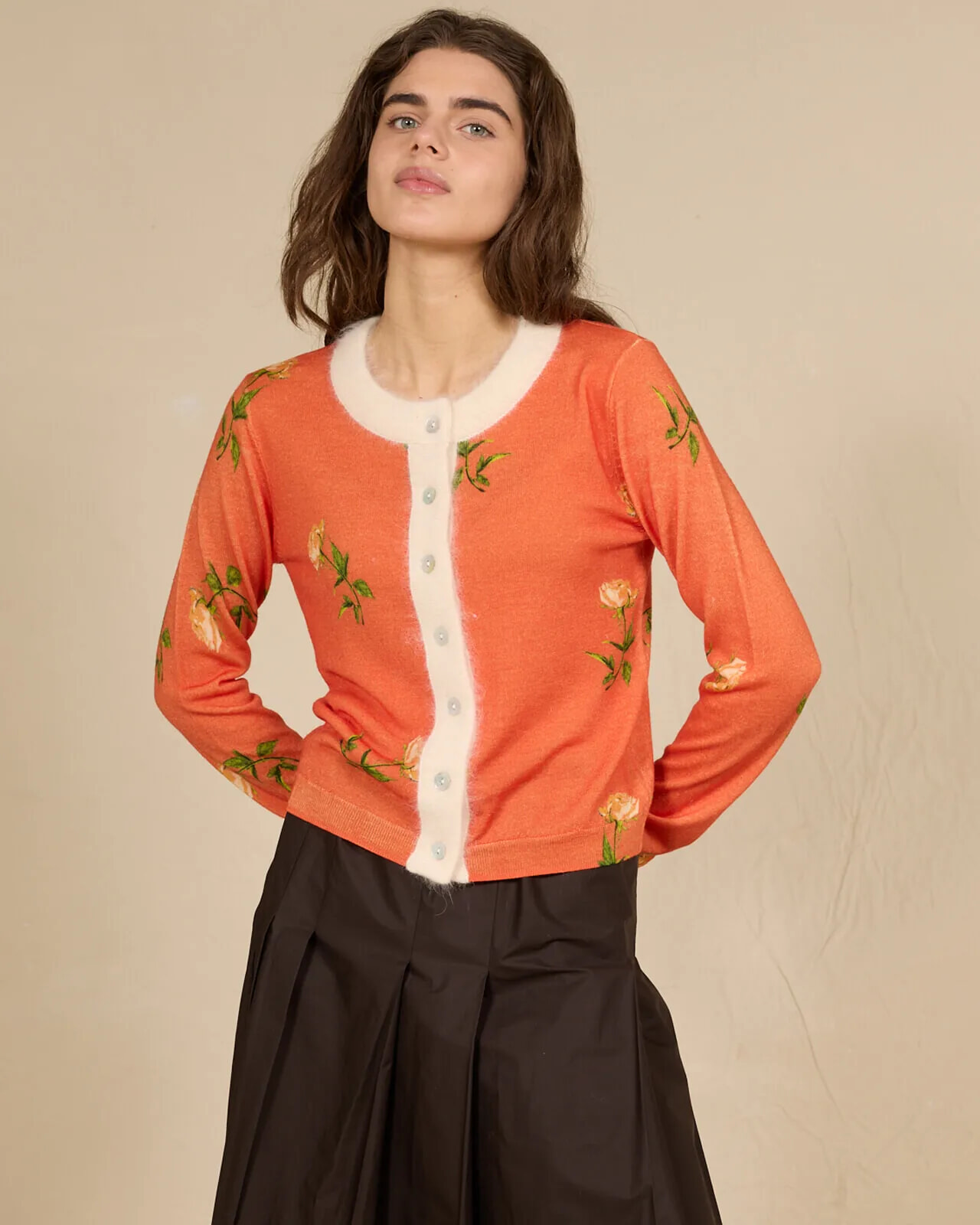 FLORAL PRINT CREWNECK JUMPER COL.122