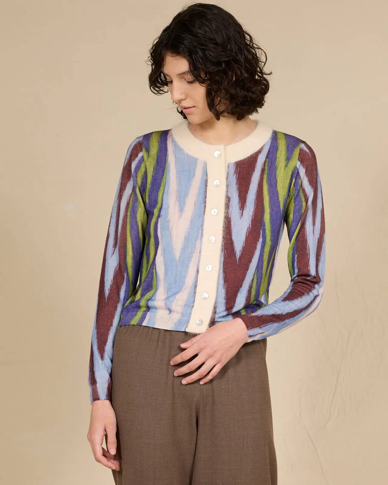 GEOMETRIC PRINT CREWNECK JUMPER COL.122