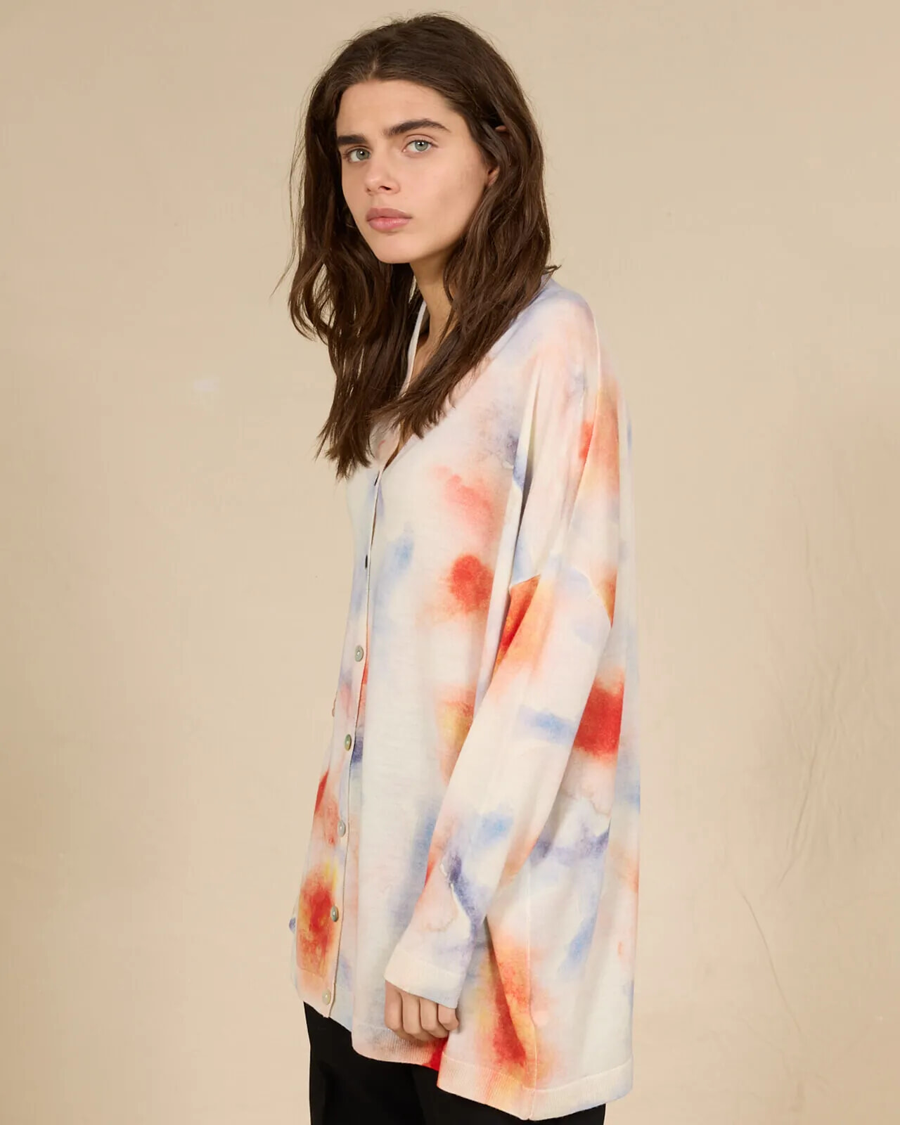 FLORAL PRINT LOOSE-FIT CARDIGAN COL.164