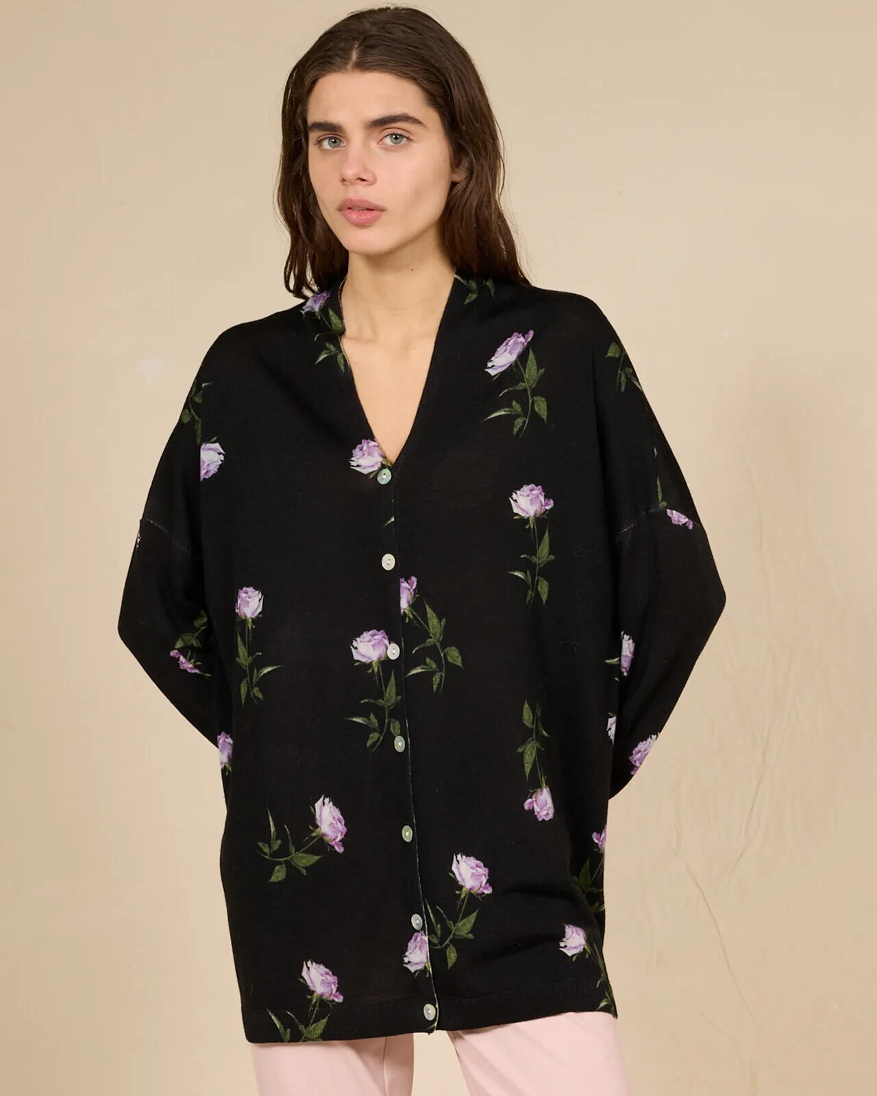 FLORAL PRINT LOOSE-FIT CARDIGAN COL.103
