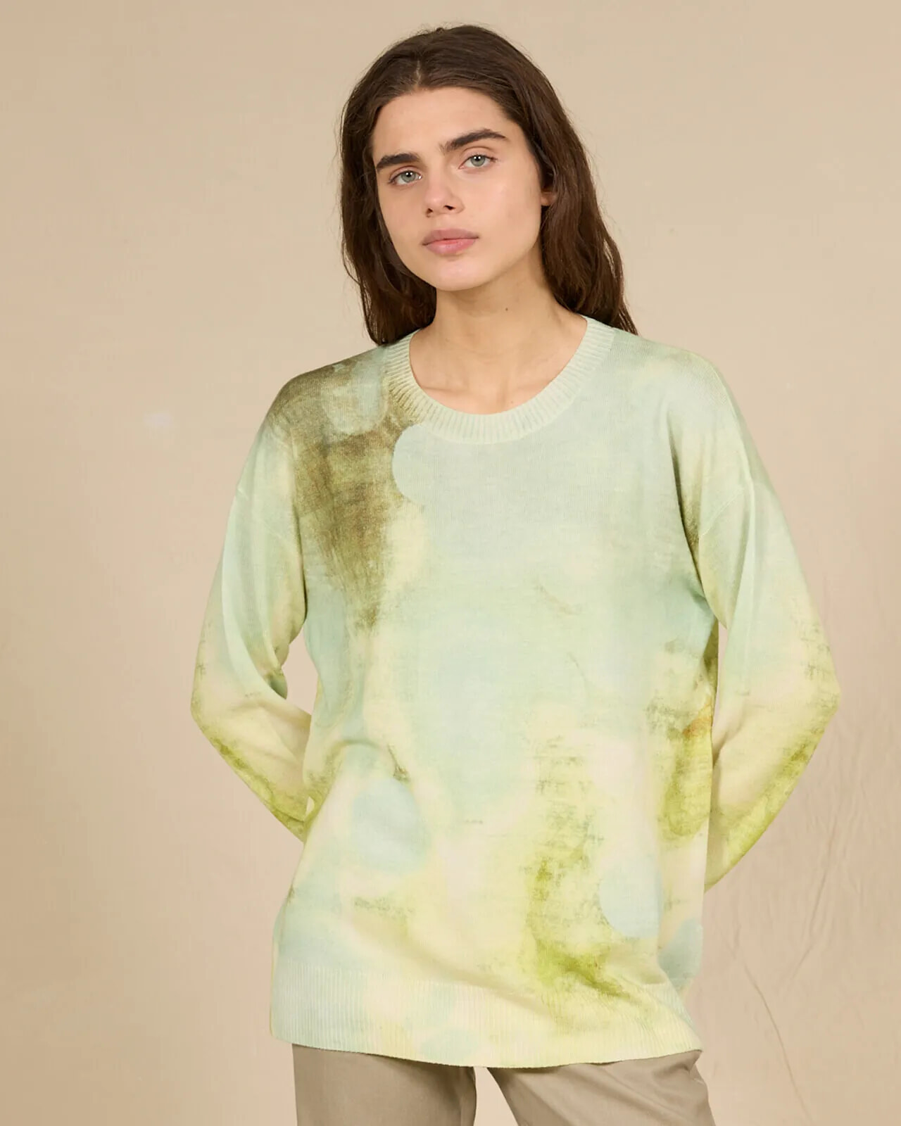 ABSTRACT PRINT BOAT NECK JUMPER COL.195