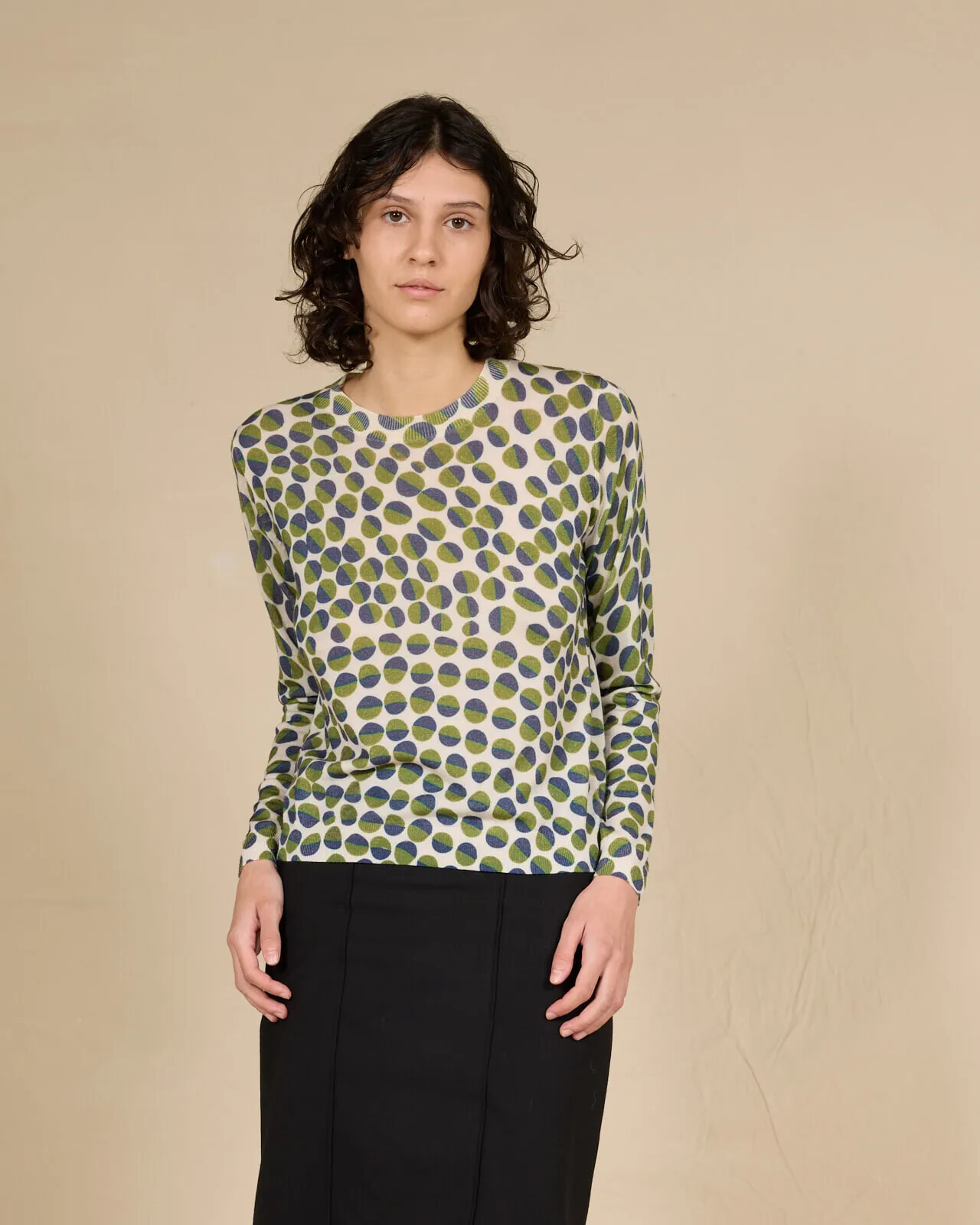 POLKA DOTS PRINT CREWNECK JUMPER COL. 248
