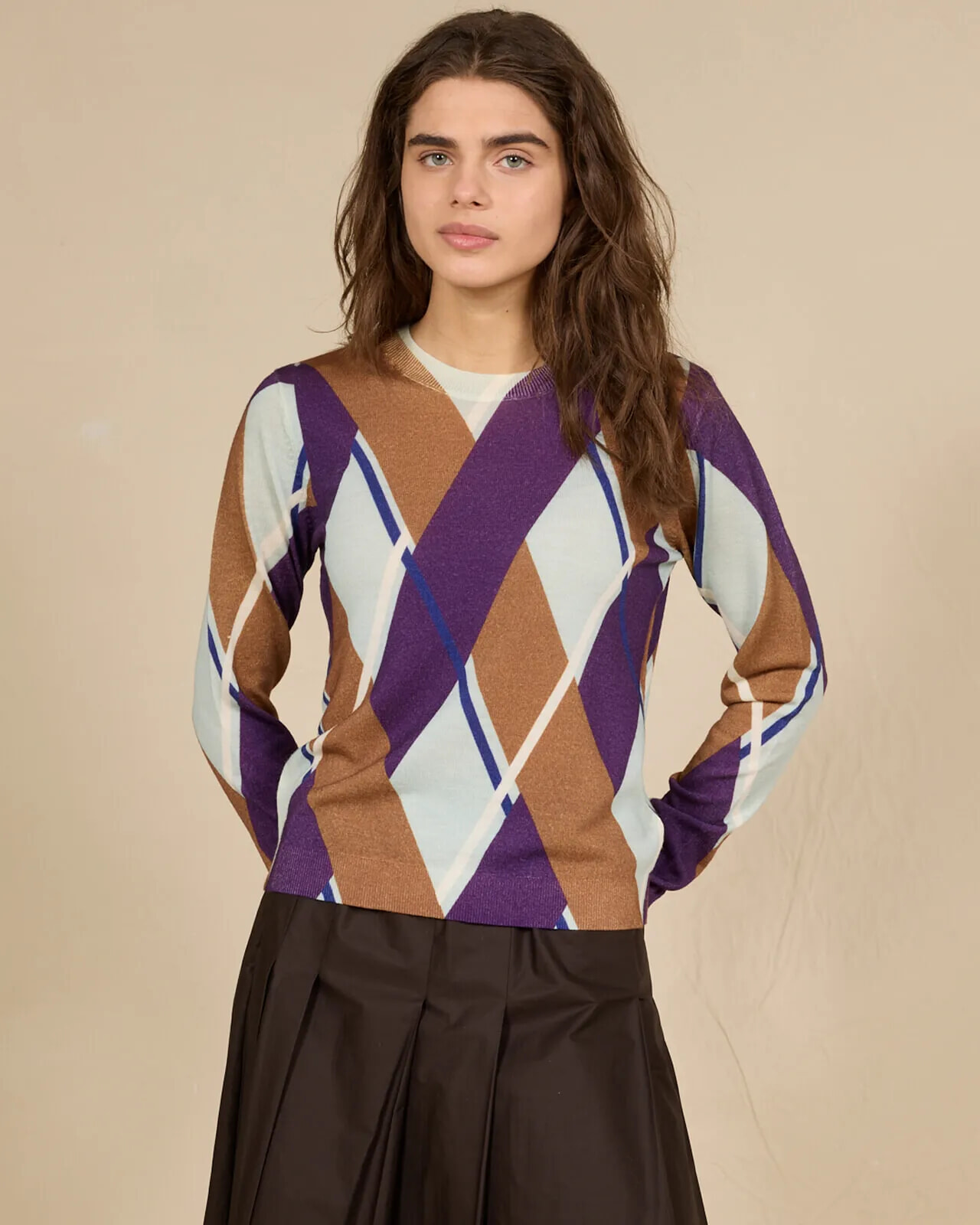 GEOMETRIC PRINT CREWNECK JUMPER COL. 267