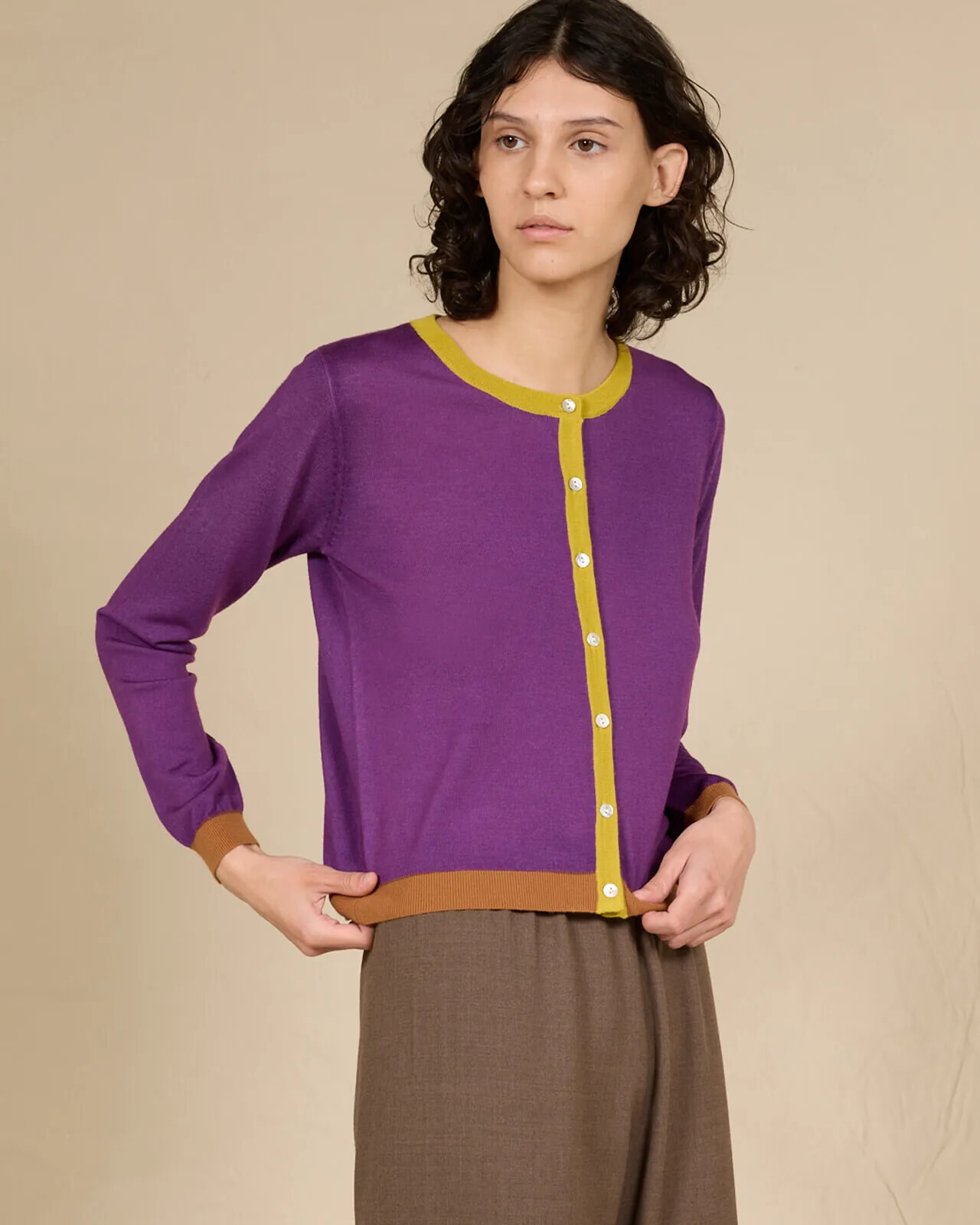 CONTRAST-EDGE PRINT CARDIGAN COL. 025