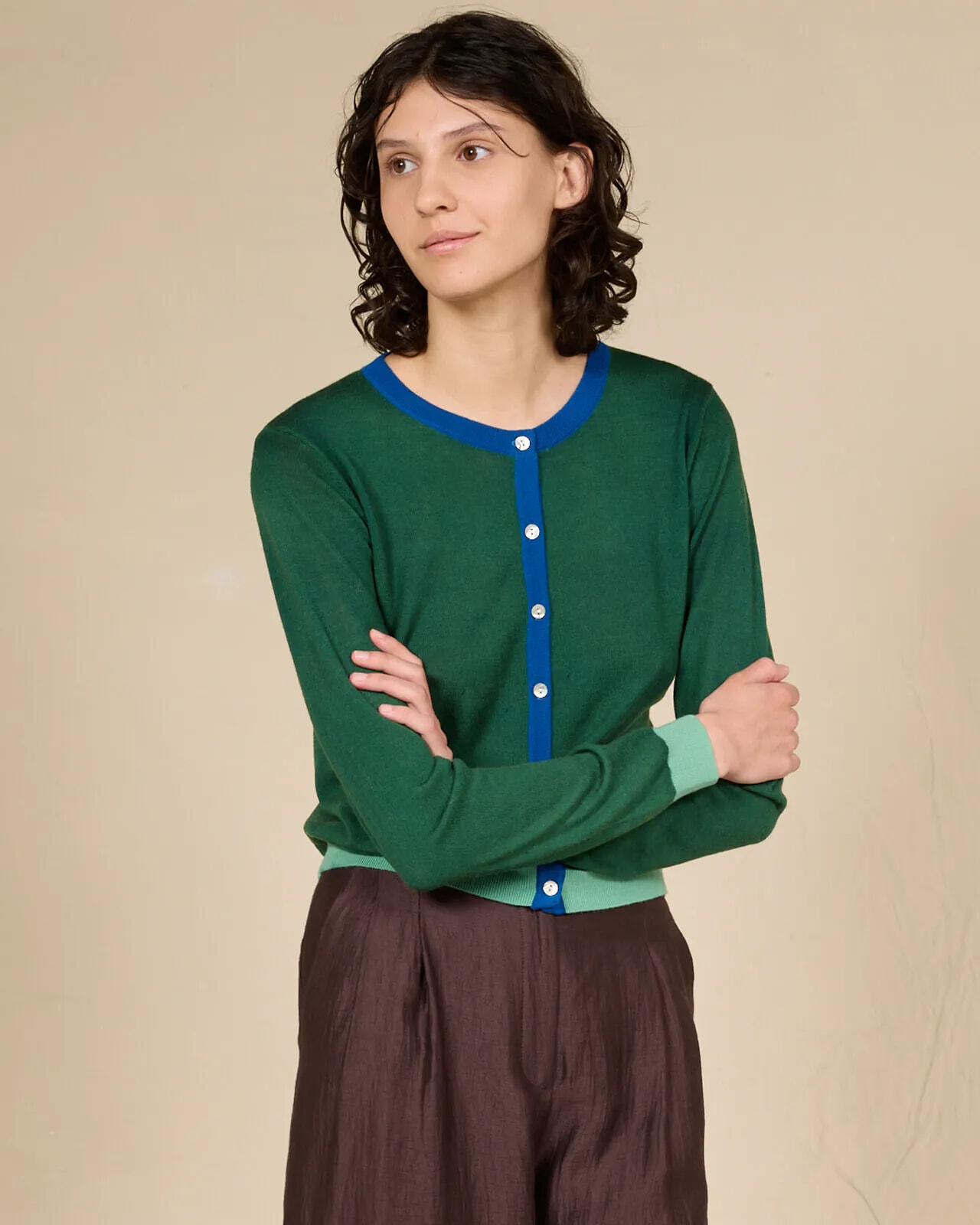 CONTRAST-EDGE PRINT CARDIGAN COL. 007