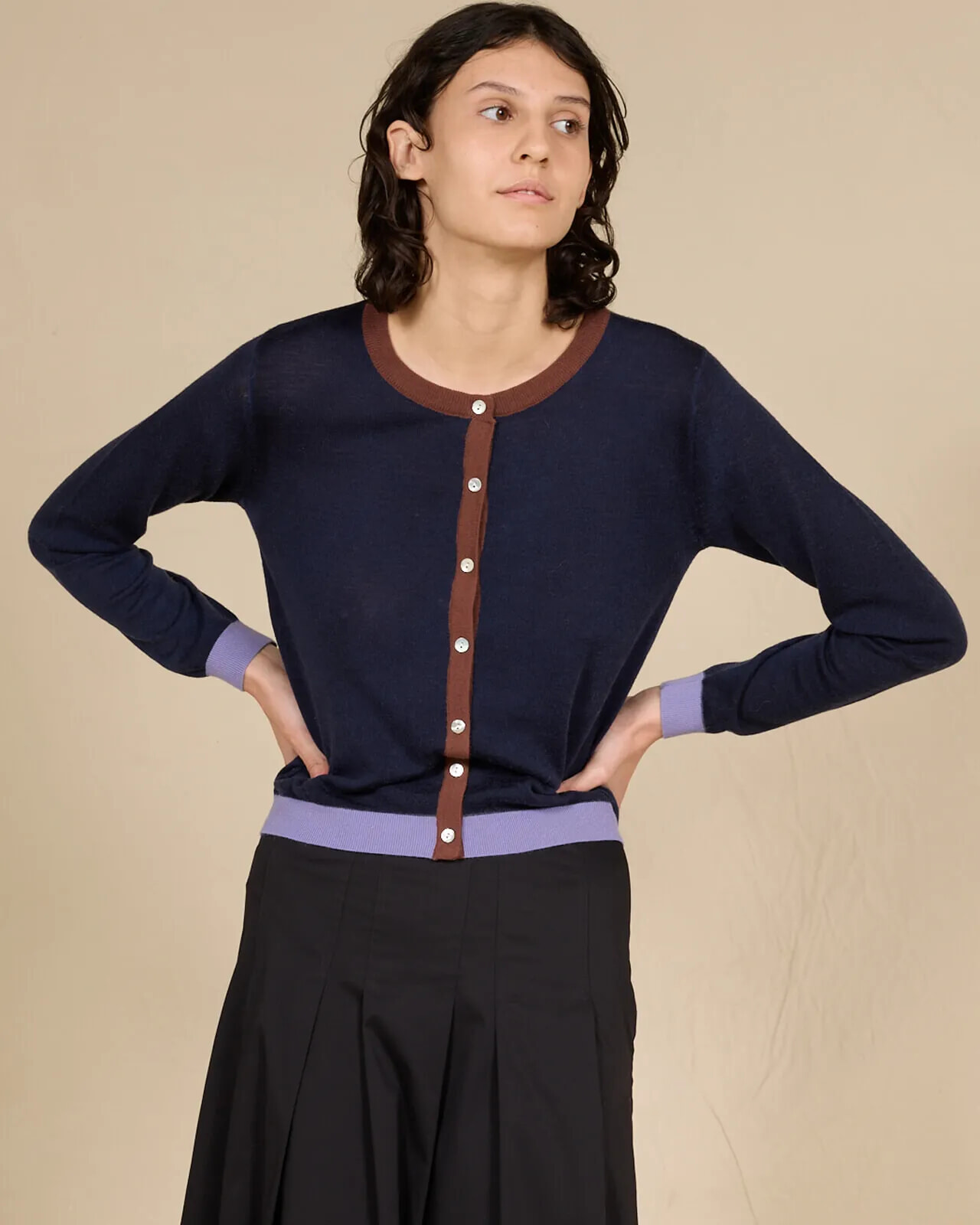 CONTRAST-EDGE PRINT CARDIGAN COL. 005