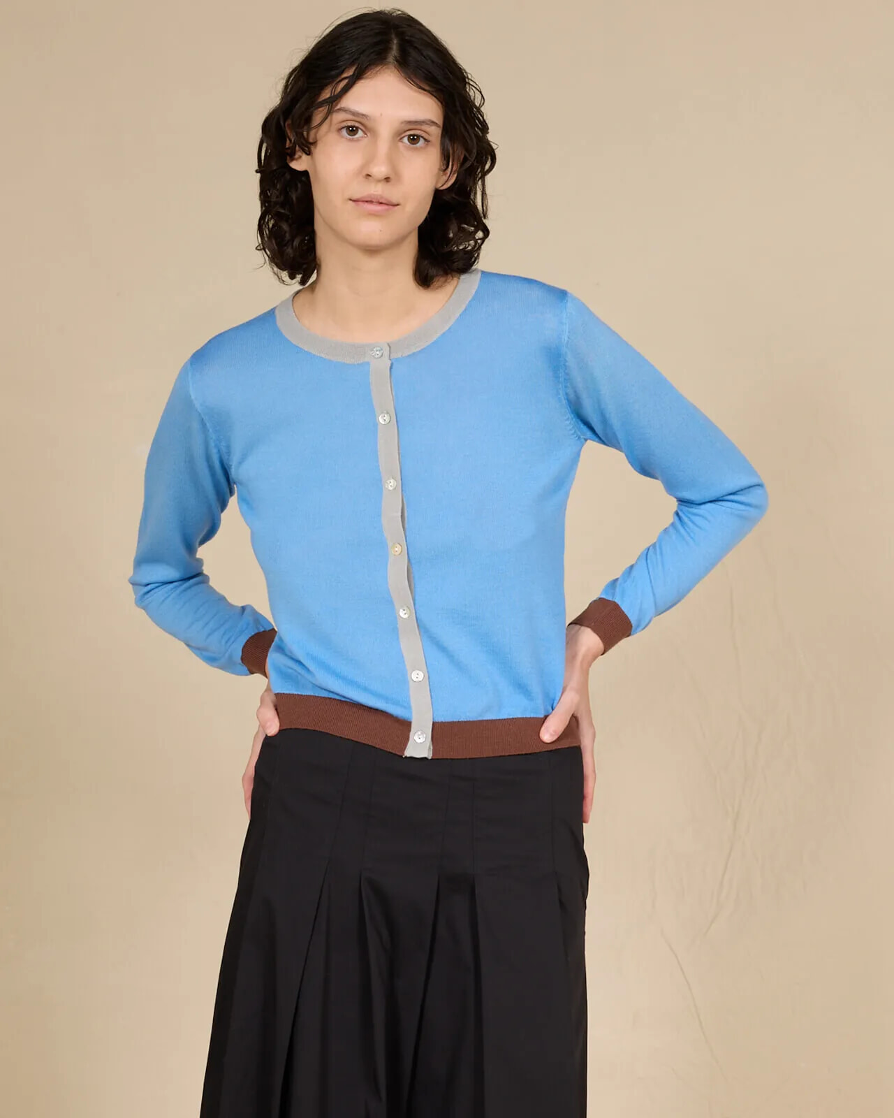 CONTRAST-EDGE PRINT CARDIGAN COL. 004