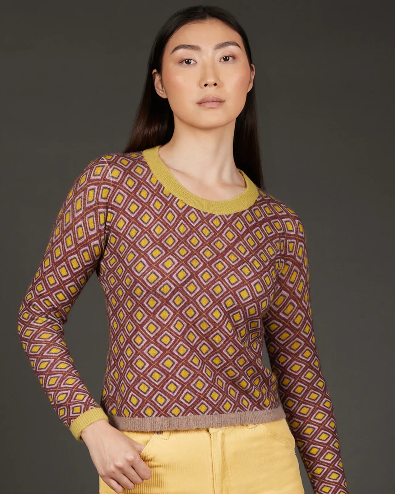 GEOMETRIC PRINT CREWNECK JUMPER COL.826