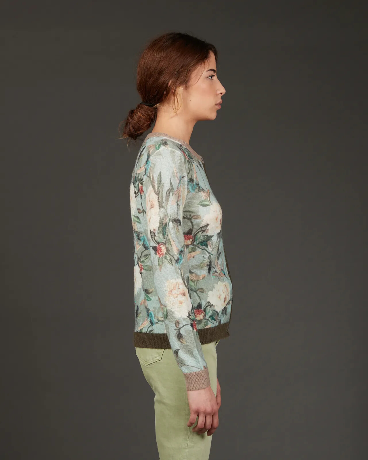 FLORAL PRINT CREWNECK CARDIGAN COL.852